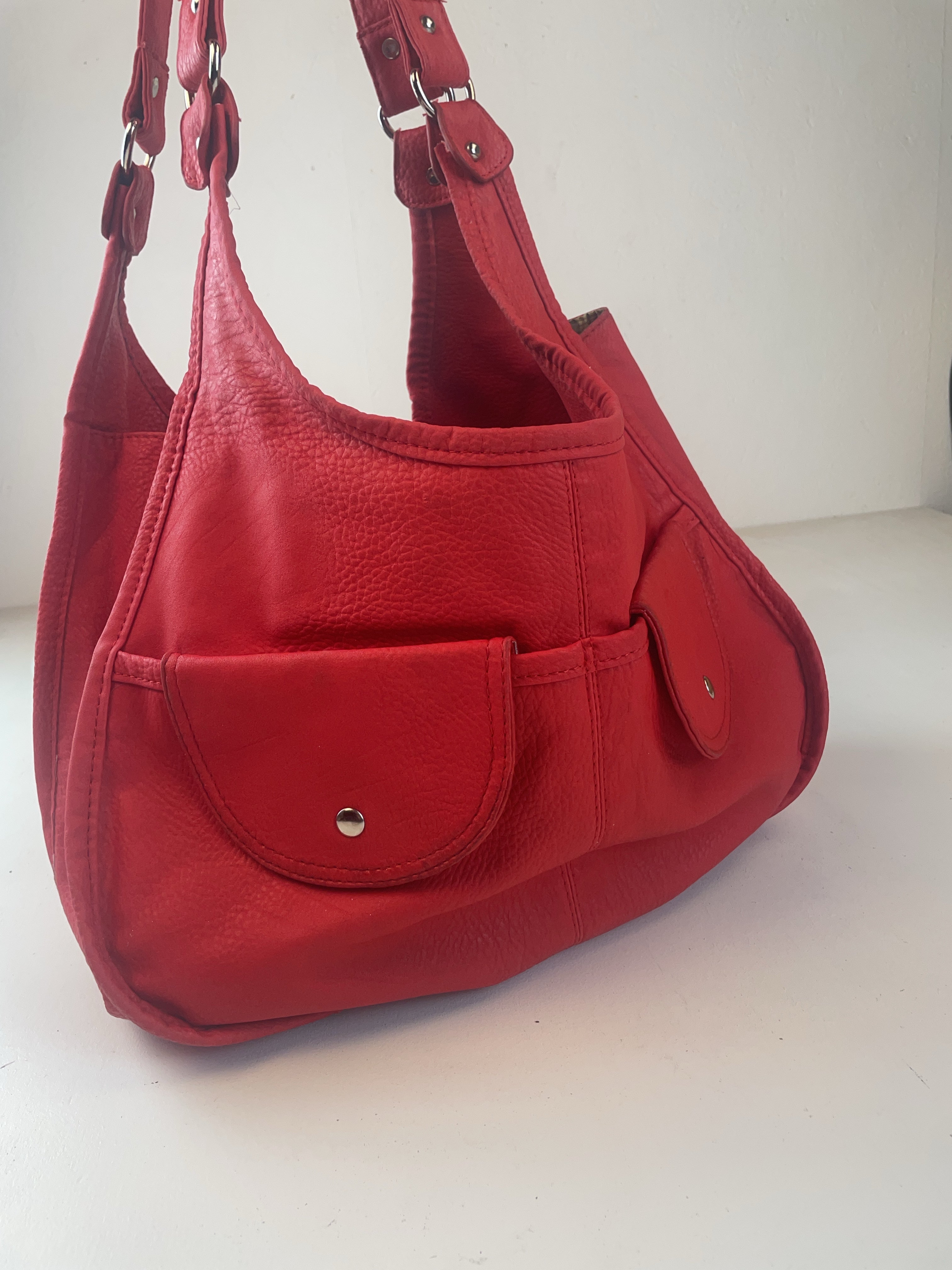 Genarbt Schulter Tasche Rot Y2k
