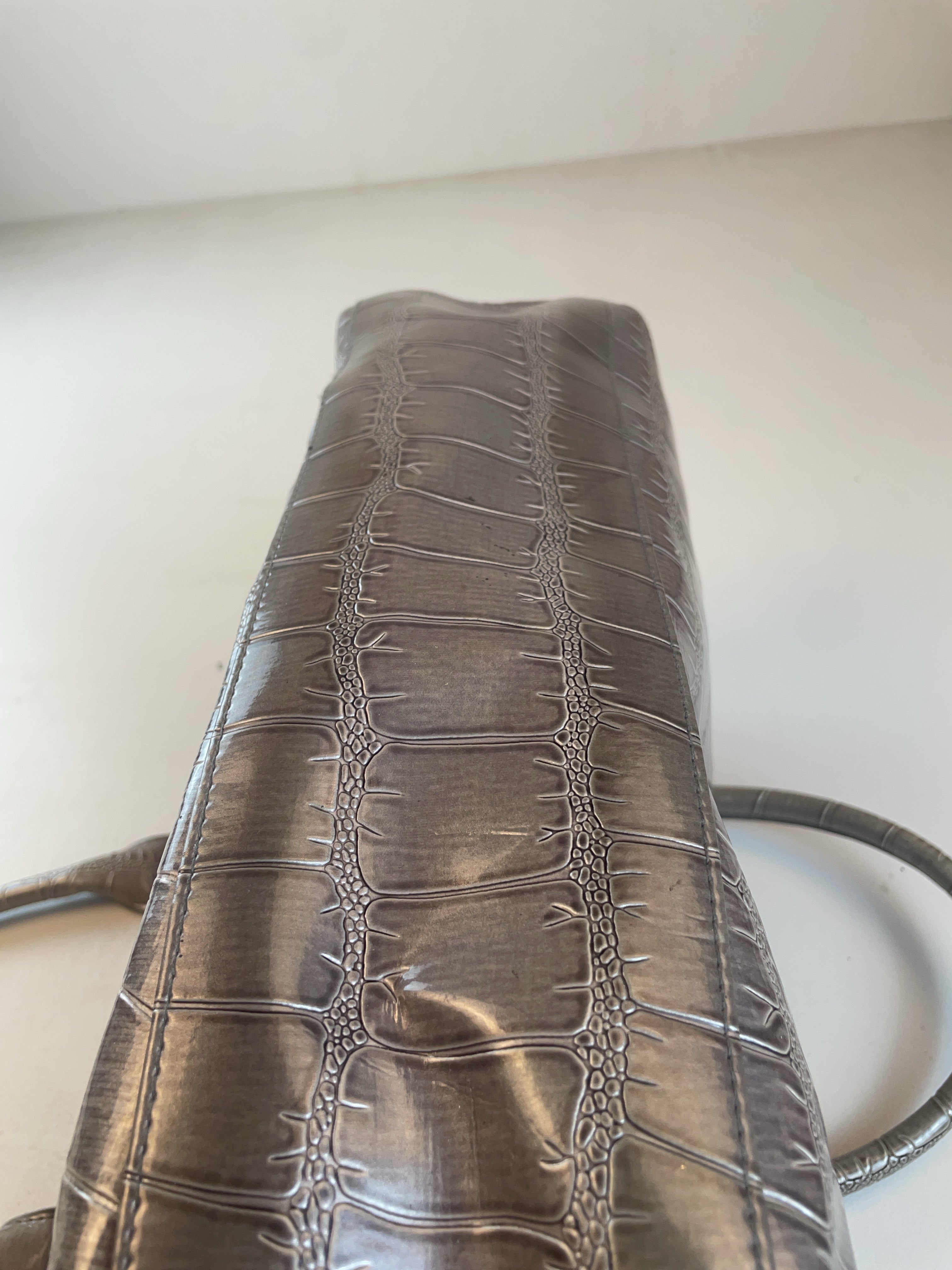 Krokooptik Schulter Tasche Grau Y2k