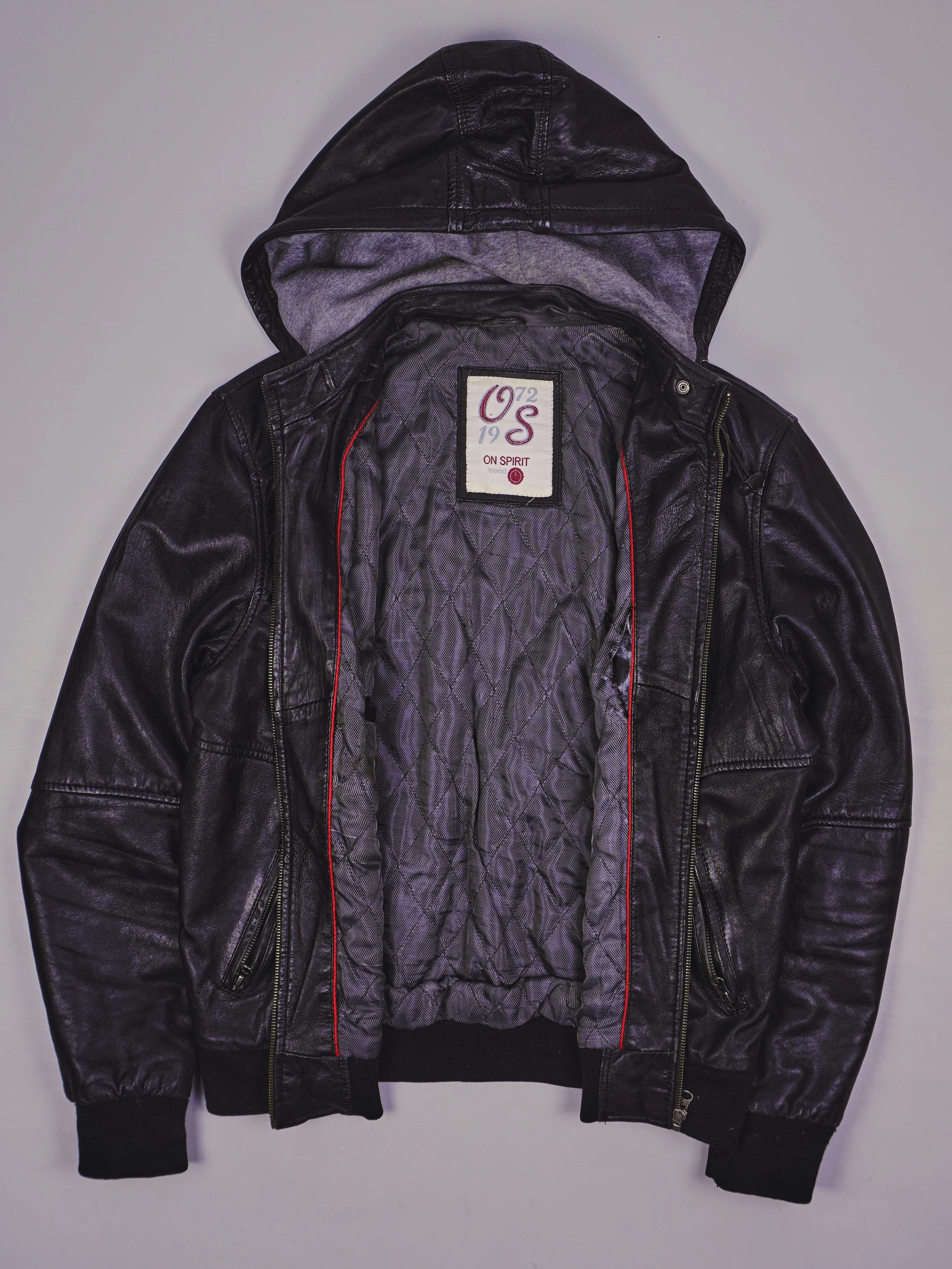 Vintage Kapuzen Lederjacke (M)