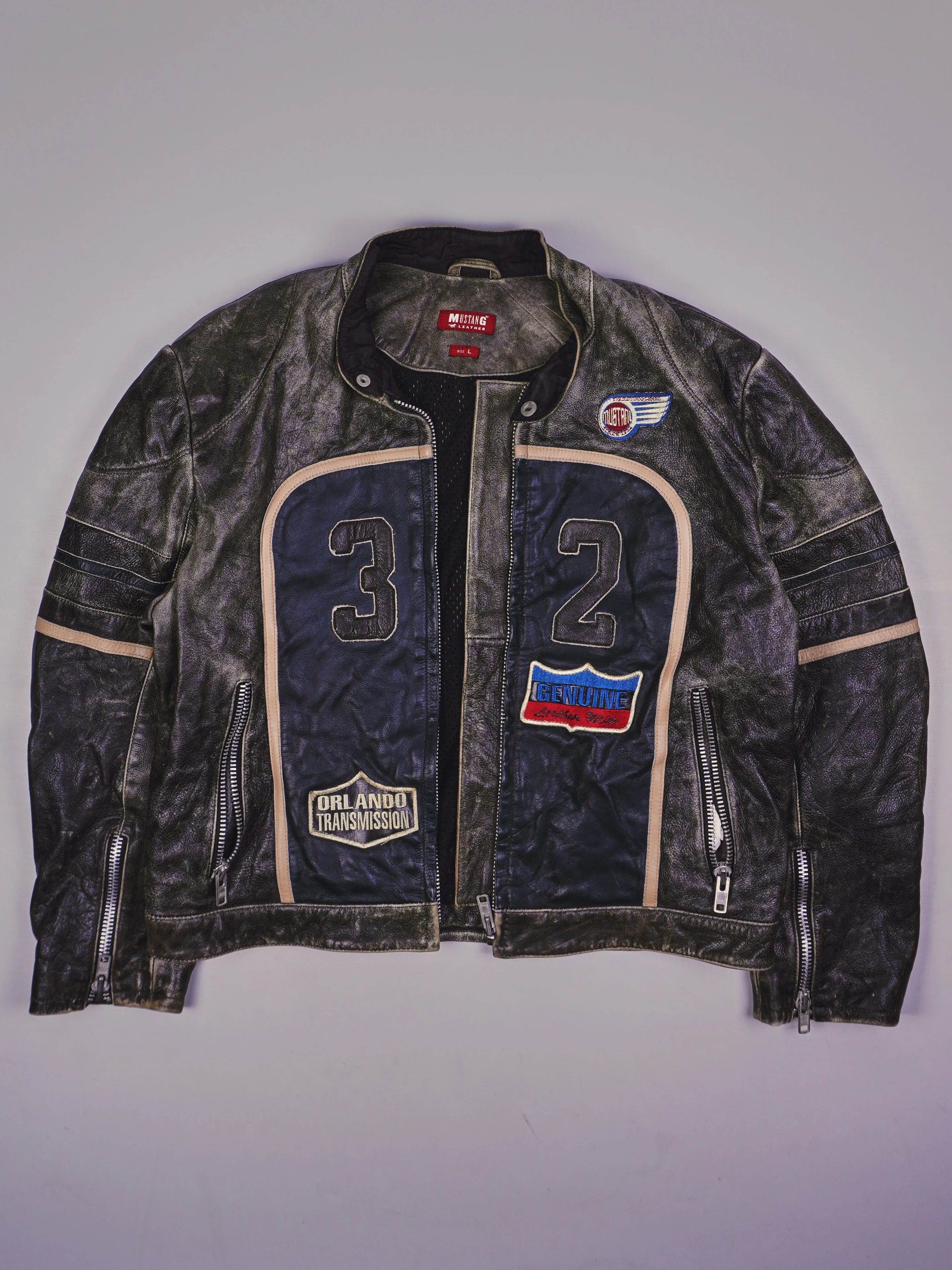 Vintage Mustang Racing Lederjacke (L)