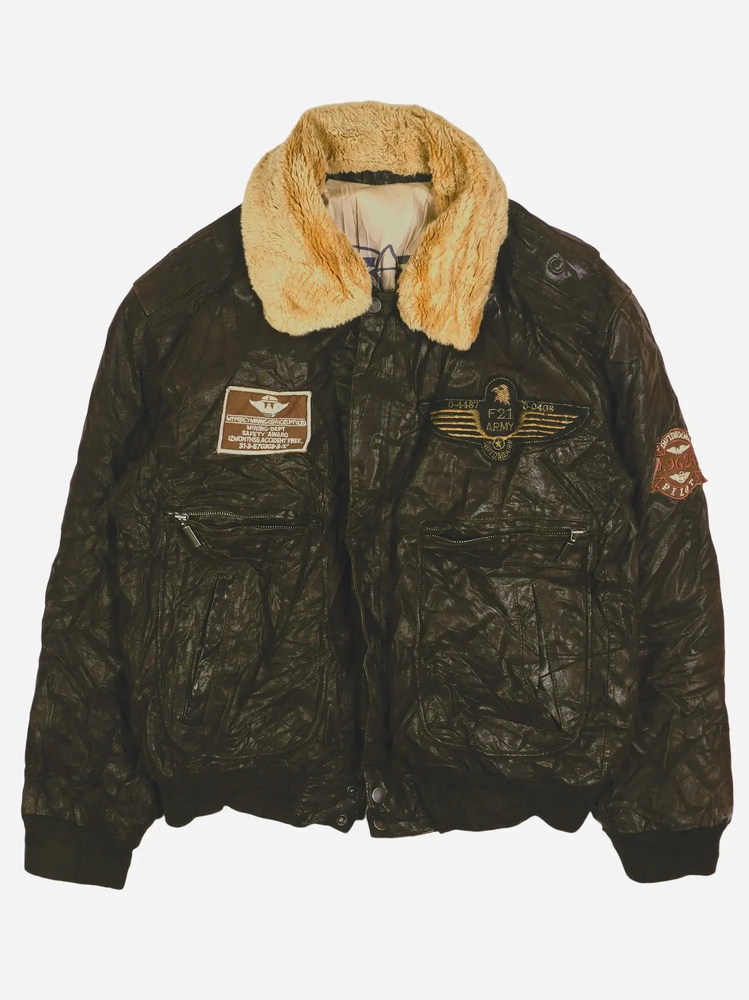 Vintage Army Piloten Lederjacke (M)