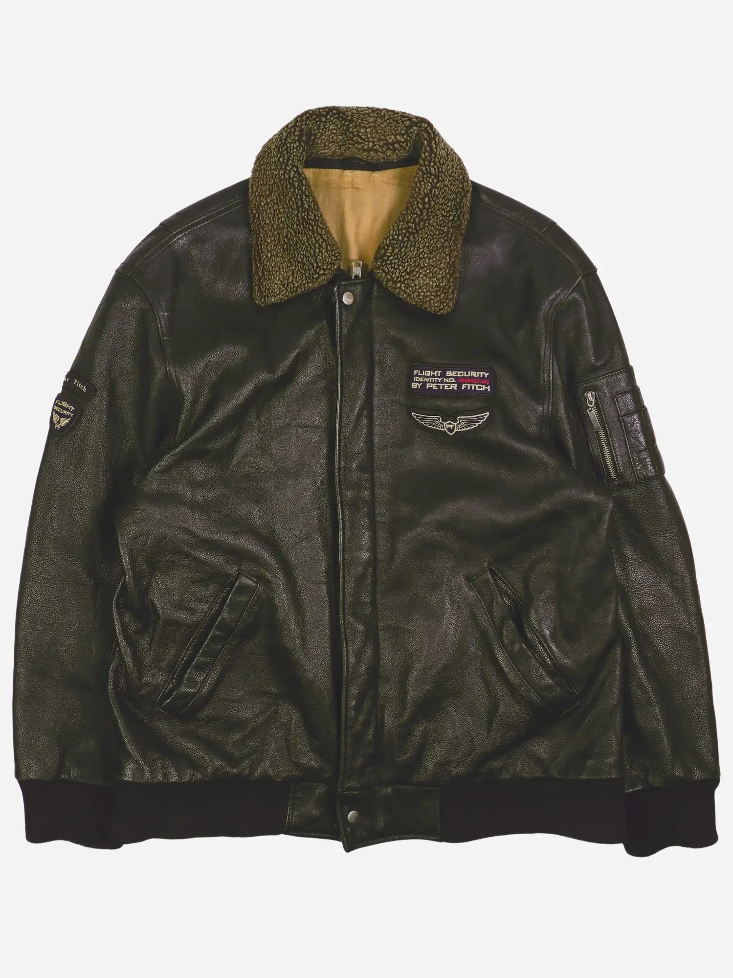 Vintage Army Piloten Lederjacke (L)