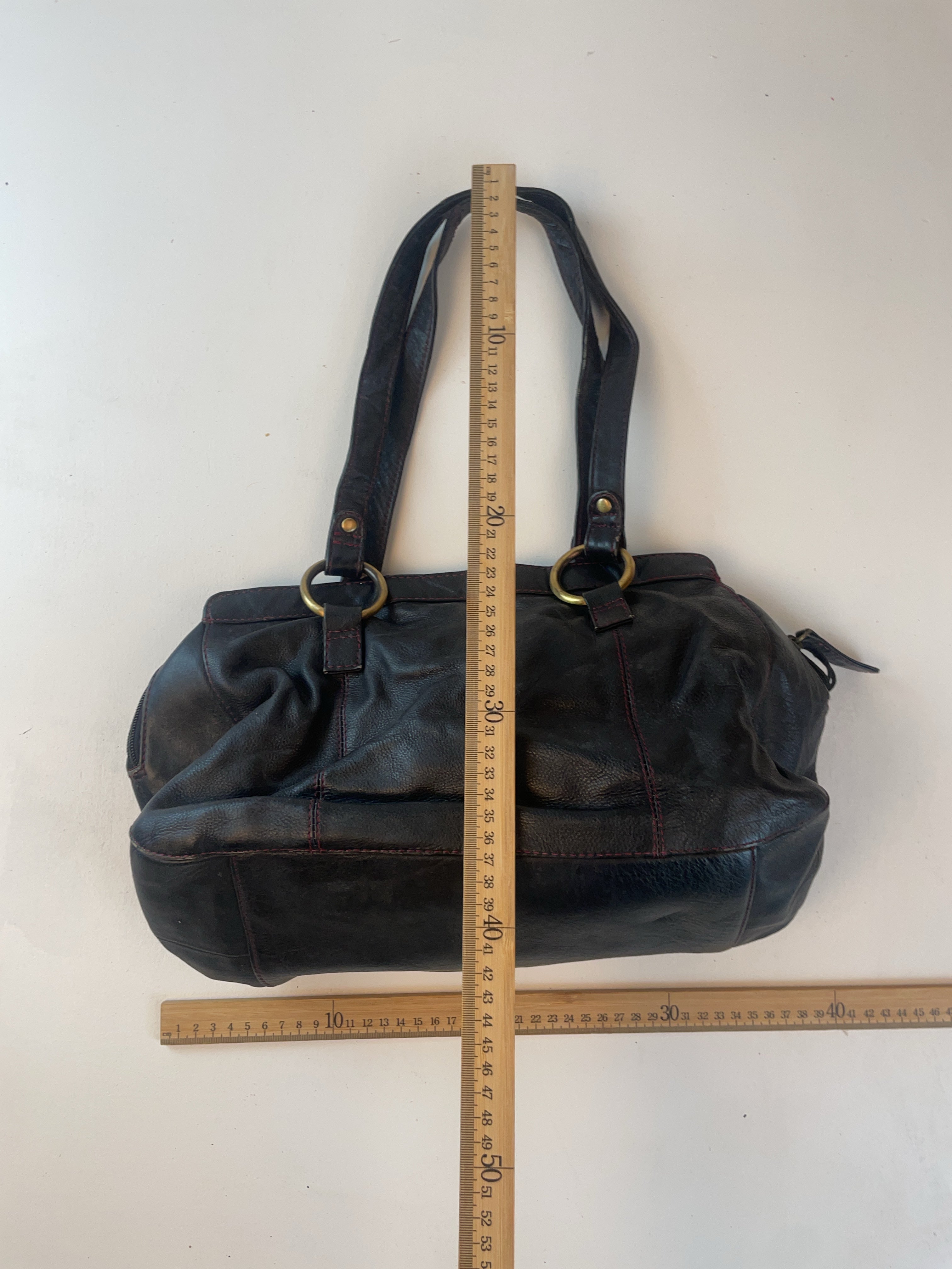 Leder Schulter Tasche Schwarz Y2k