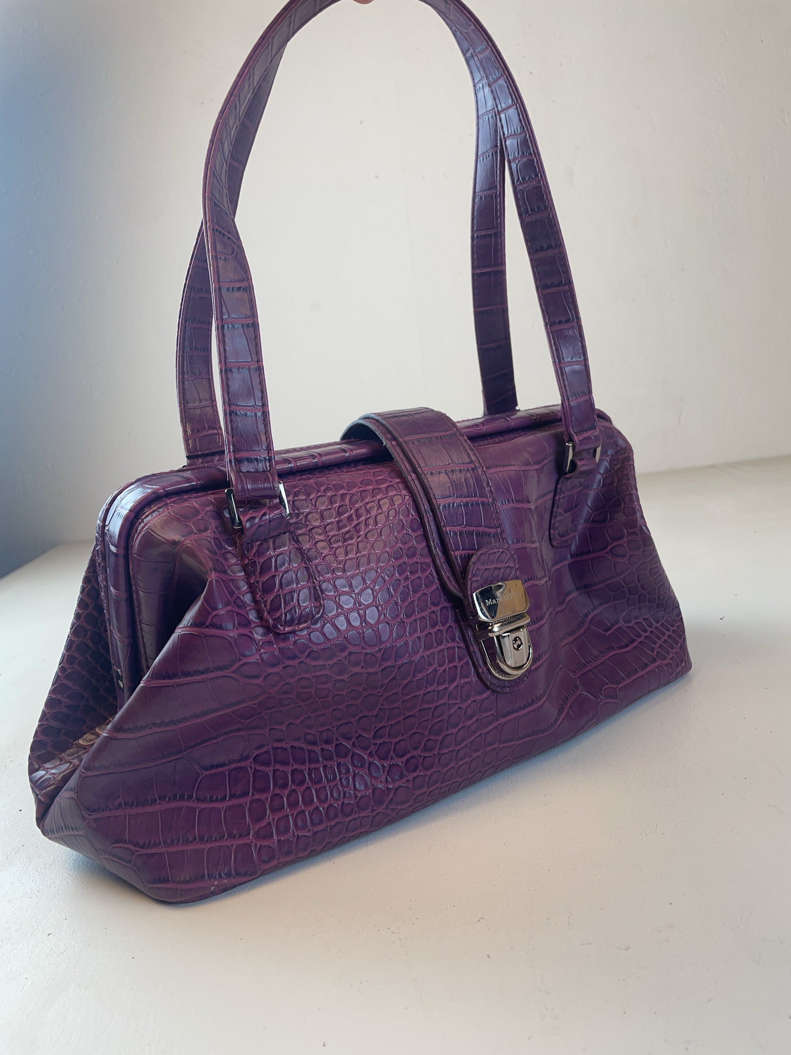 Kroko Schulter Tasche Lila Y2k