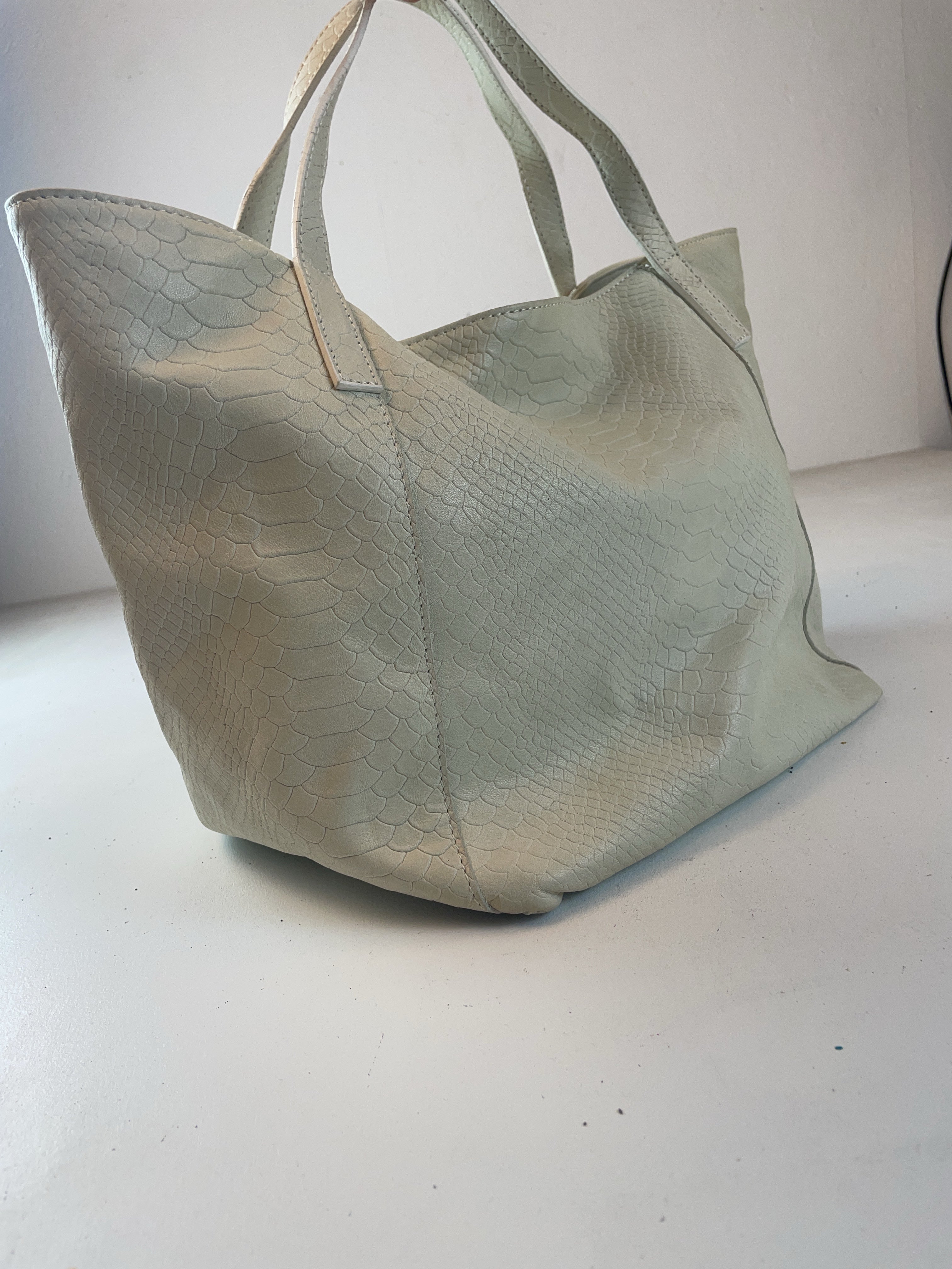 Schlangenoptik Shopper Tasche Weiß Y2k