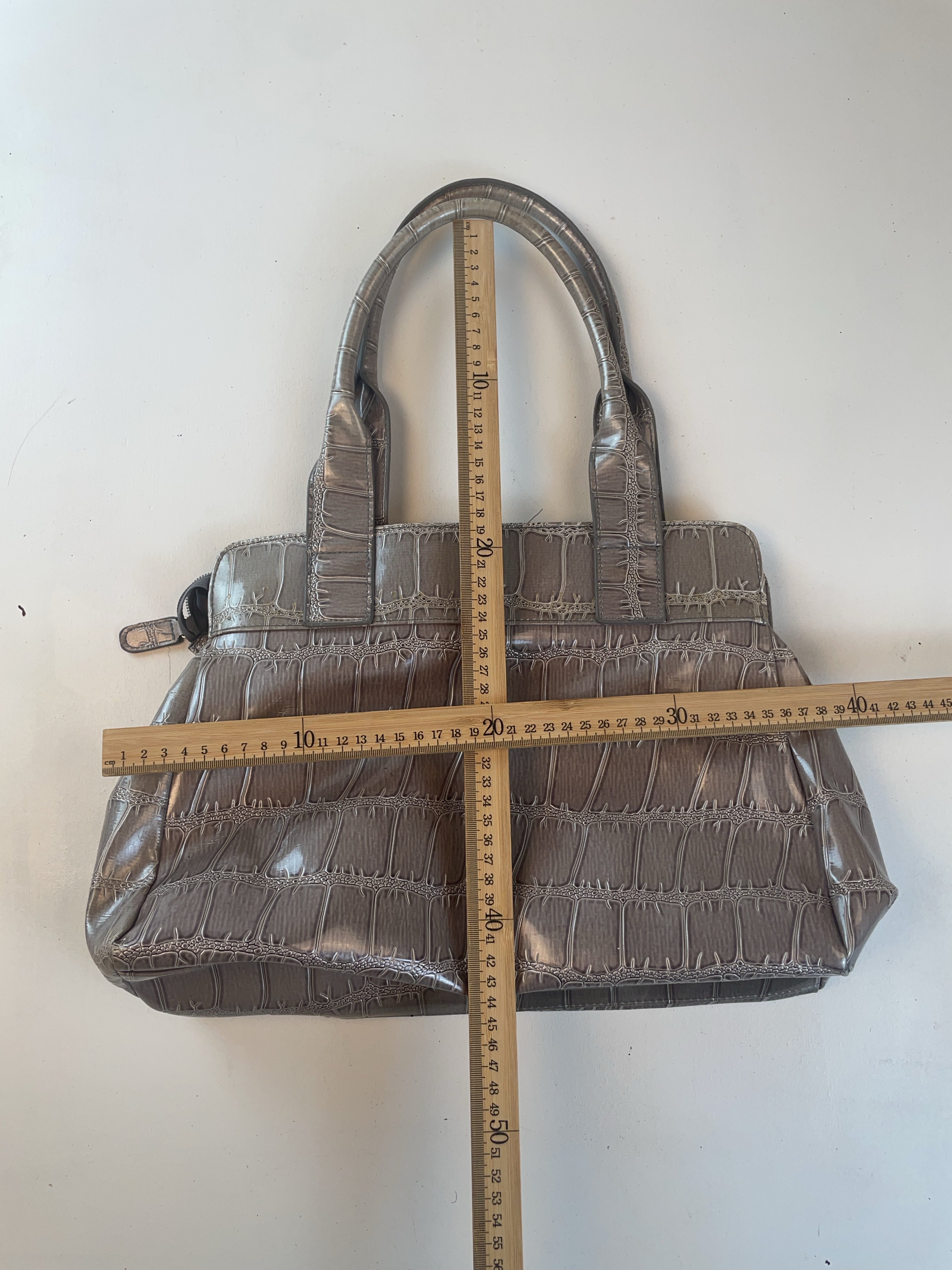 Krokooptik Schulter Tasche Grau Y2k