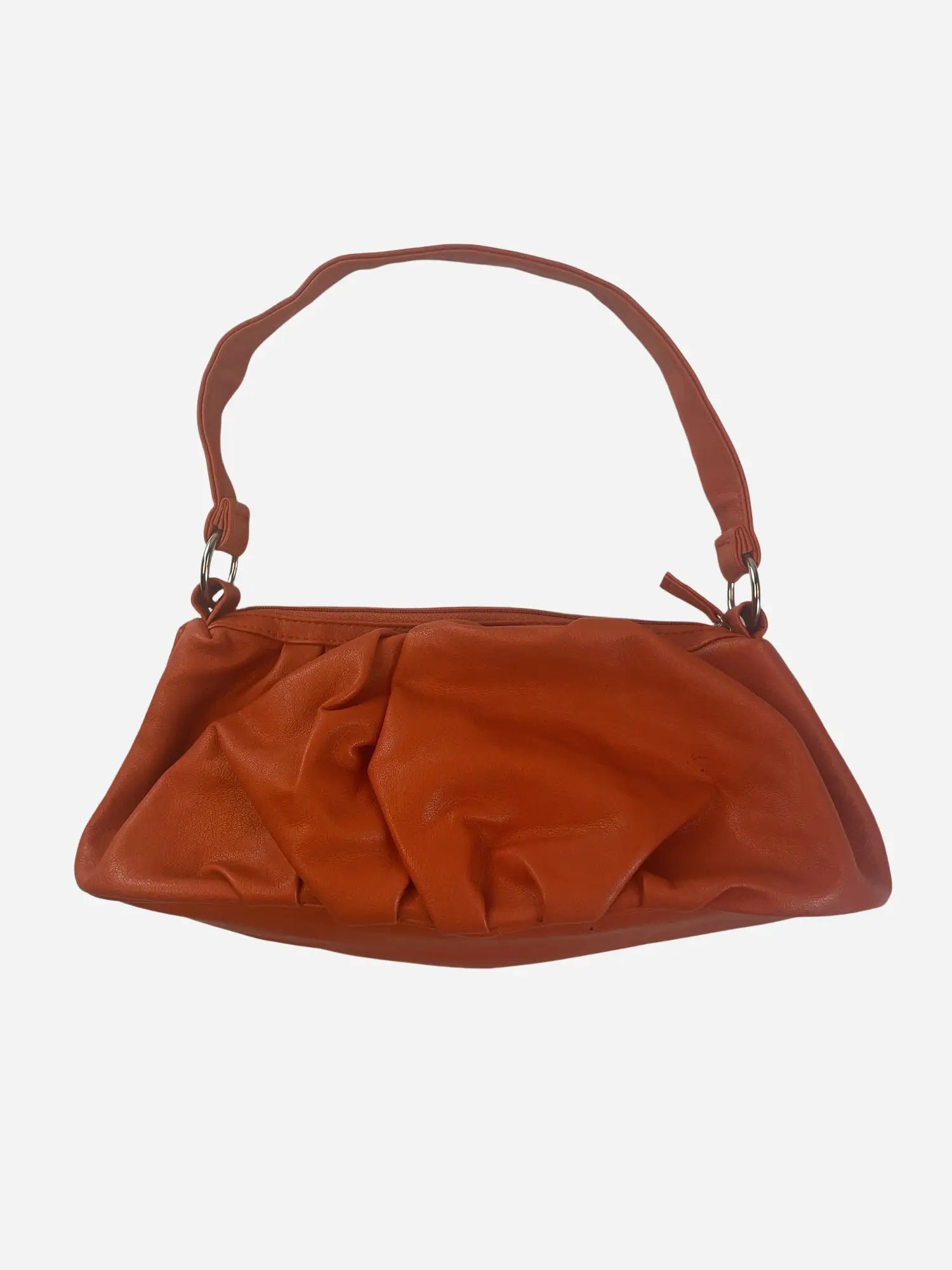Gerafft Baguette Tasche Orange Y2k