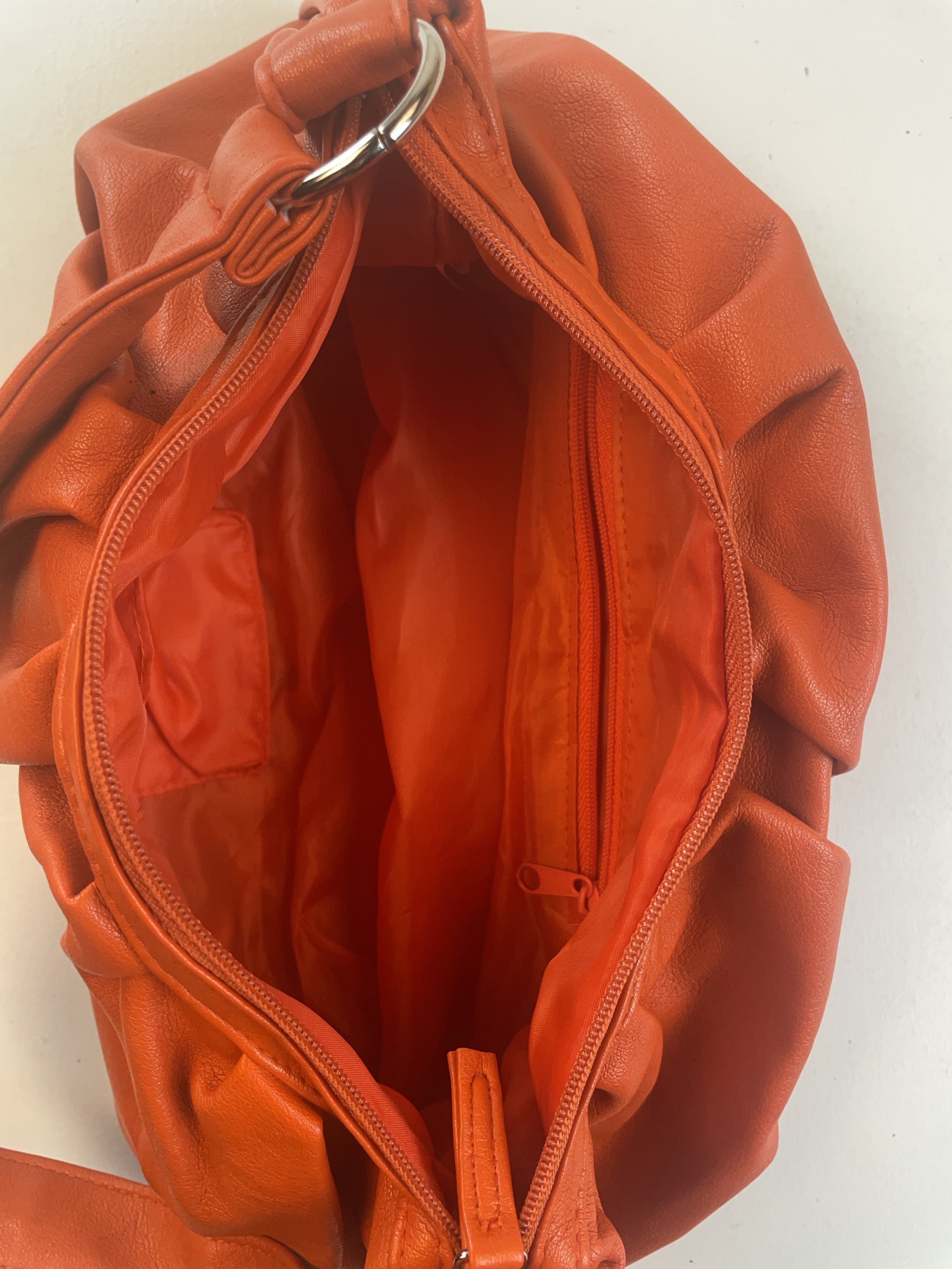Gerafft Baguette Tasche Orange Y2k