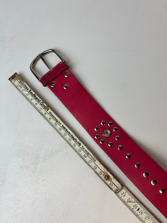 Y2K Pinker Strass Kunstleder Gürtel