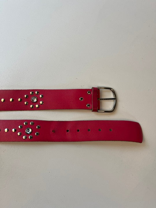 Y2K Pinker Strass Kunstleder Gürtel