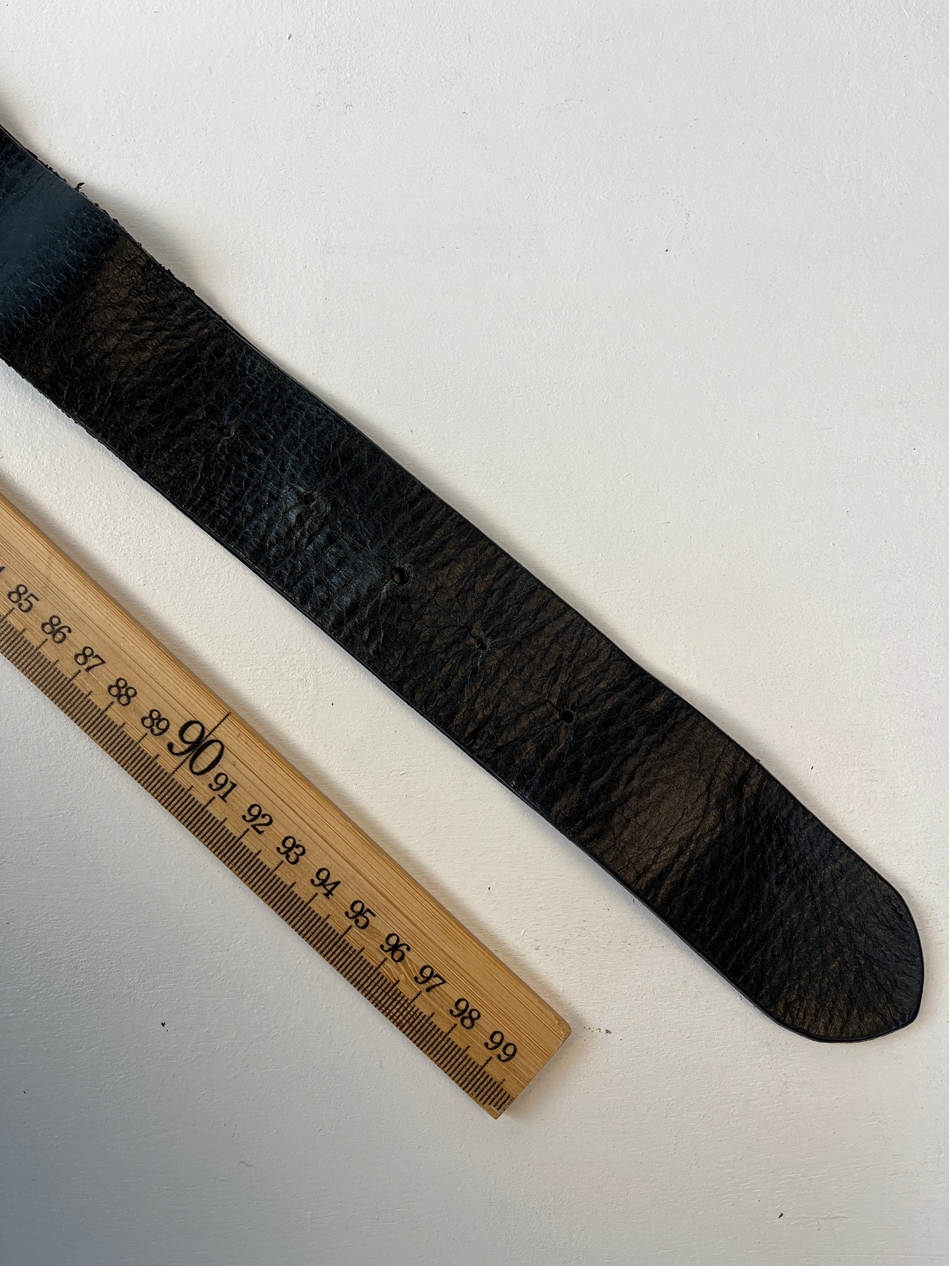 Vintage Leder Strass Gürtel Schwarz