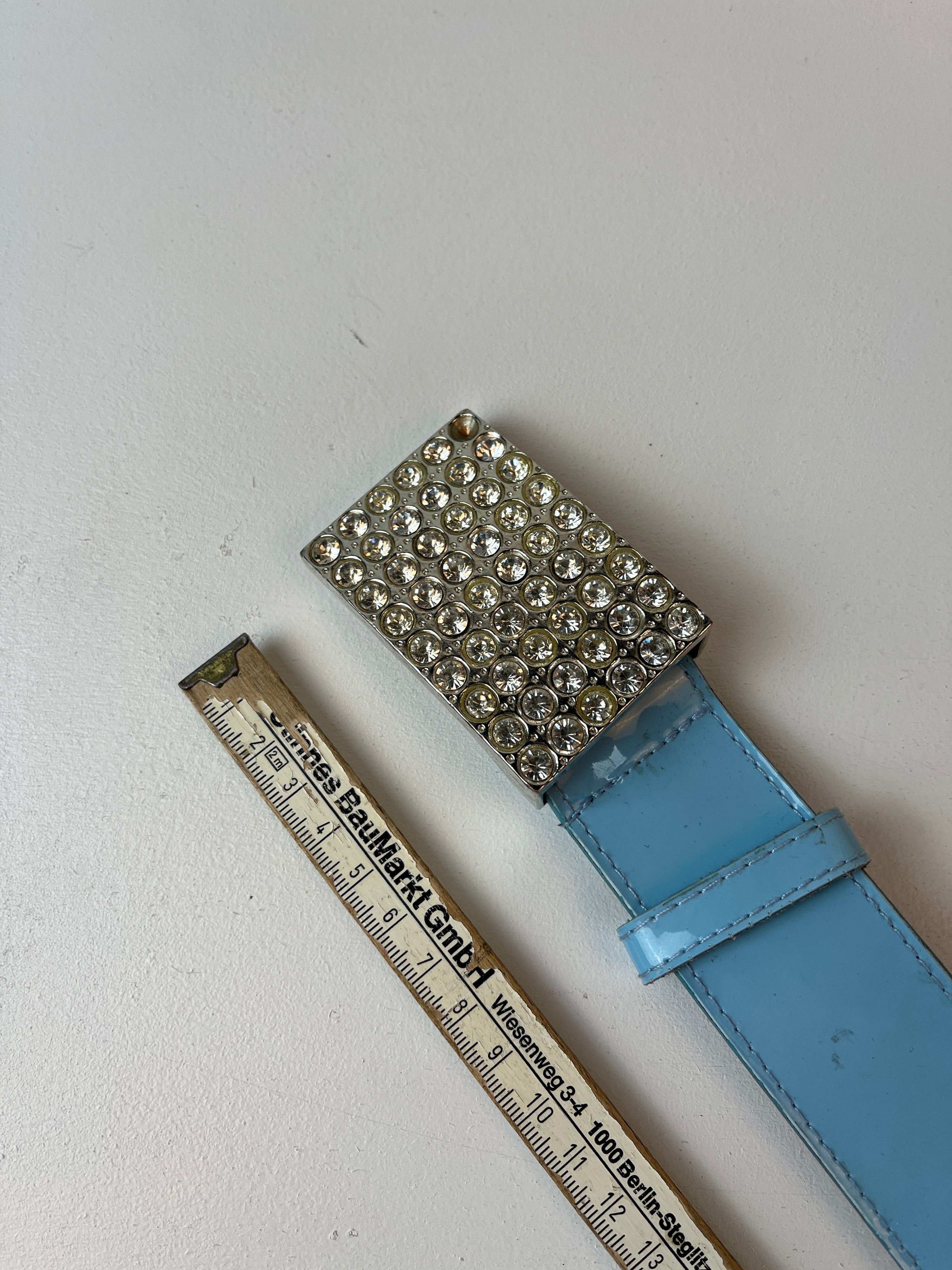 Vintage Y2K Strass Gürtel Blau