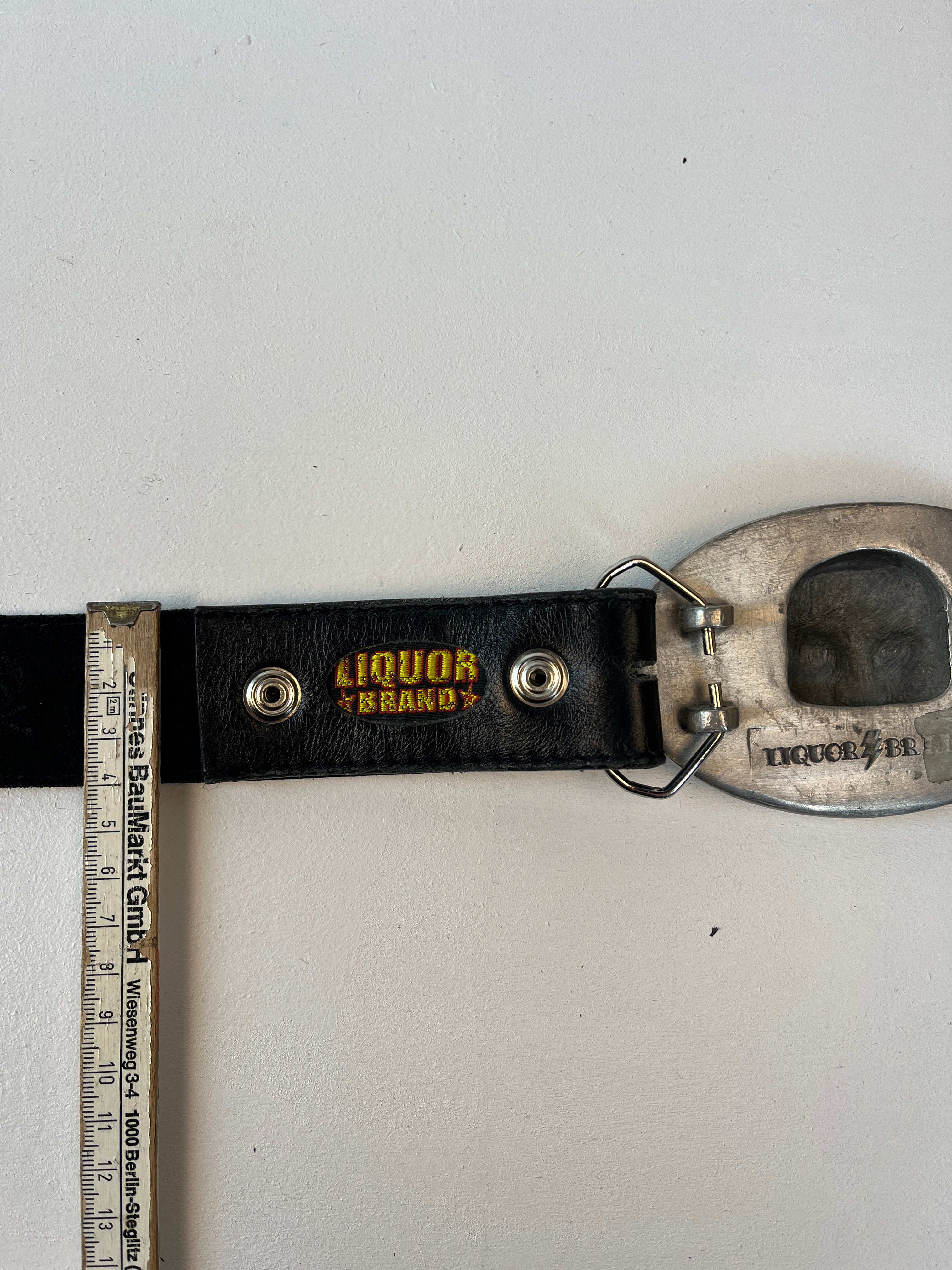 Vintage Totenkopf Leder Gürtel Schwarz