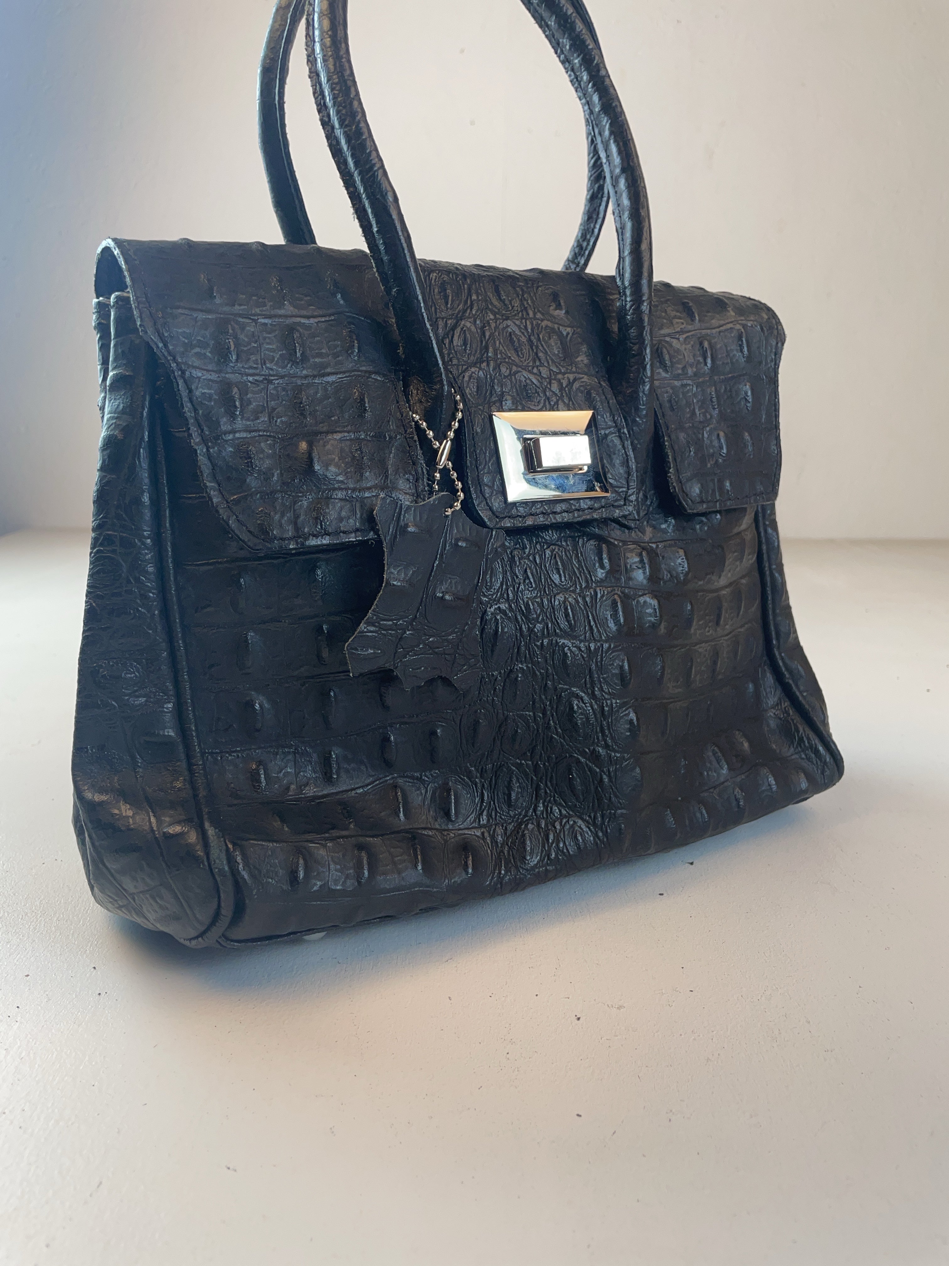 Kroko Handheld Tasche Schwarz Y2k