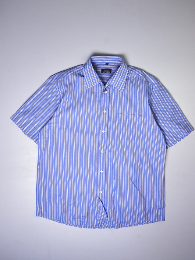 Luciano Gestreiftes Kurzarmhemd (XL)