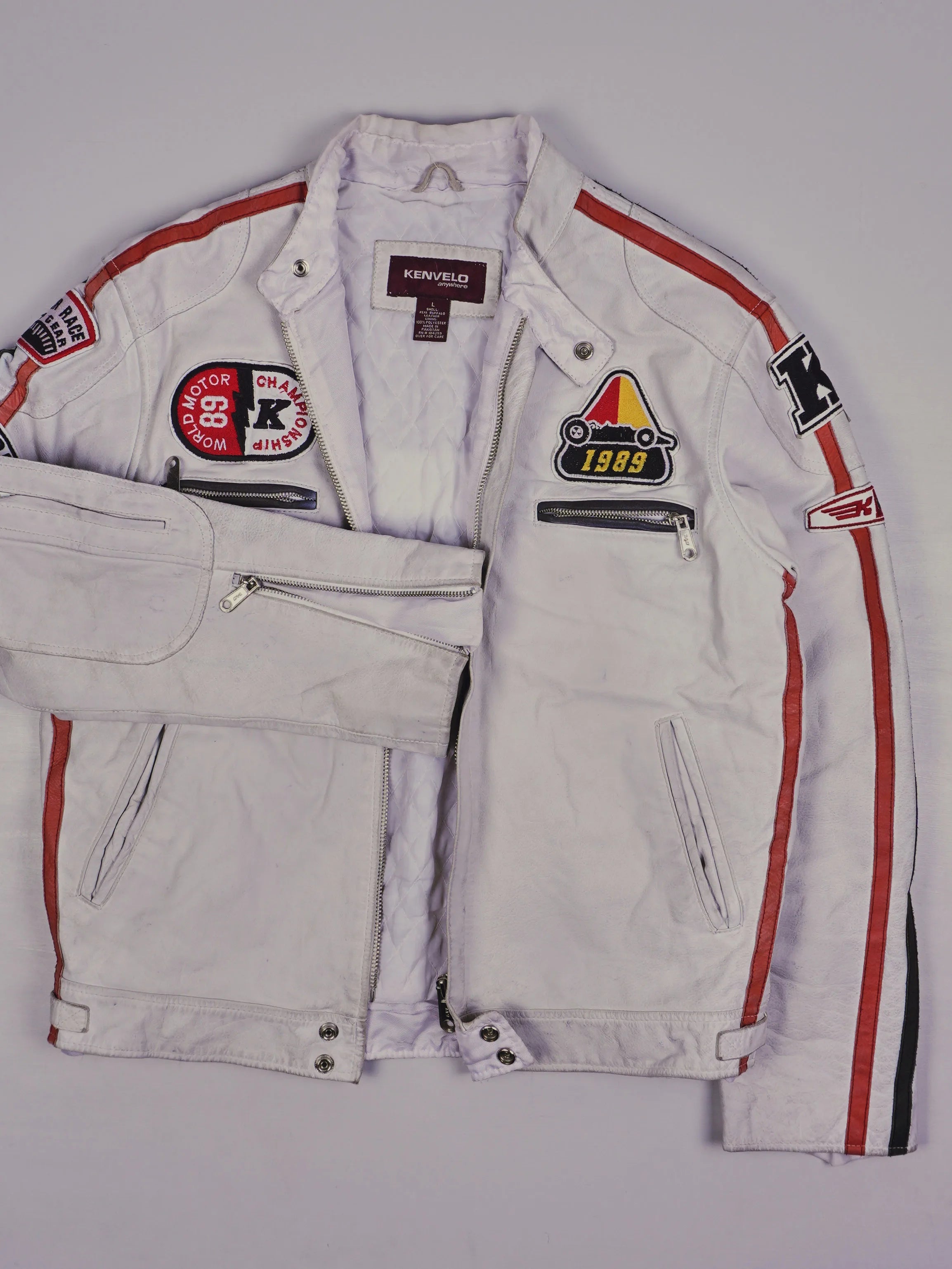 Vintage Kenvelo Racing Lederjacke (S)