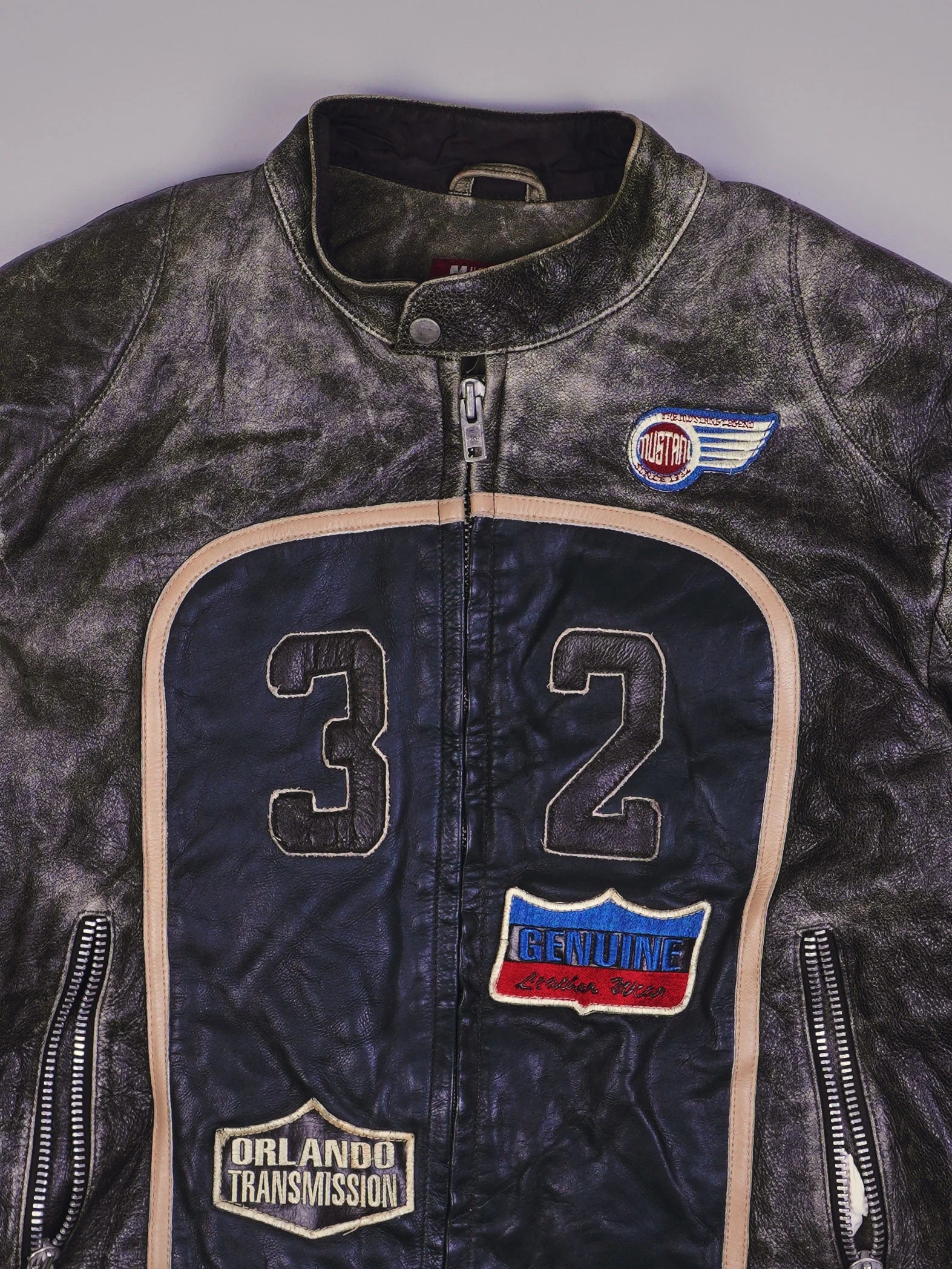 Vintage Mustang Racing Lederjacke (L)
