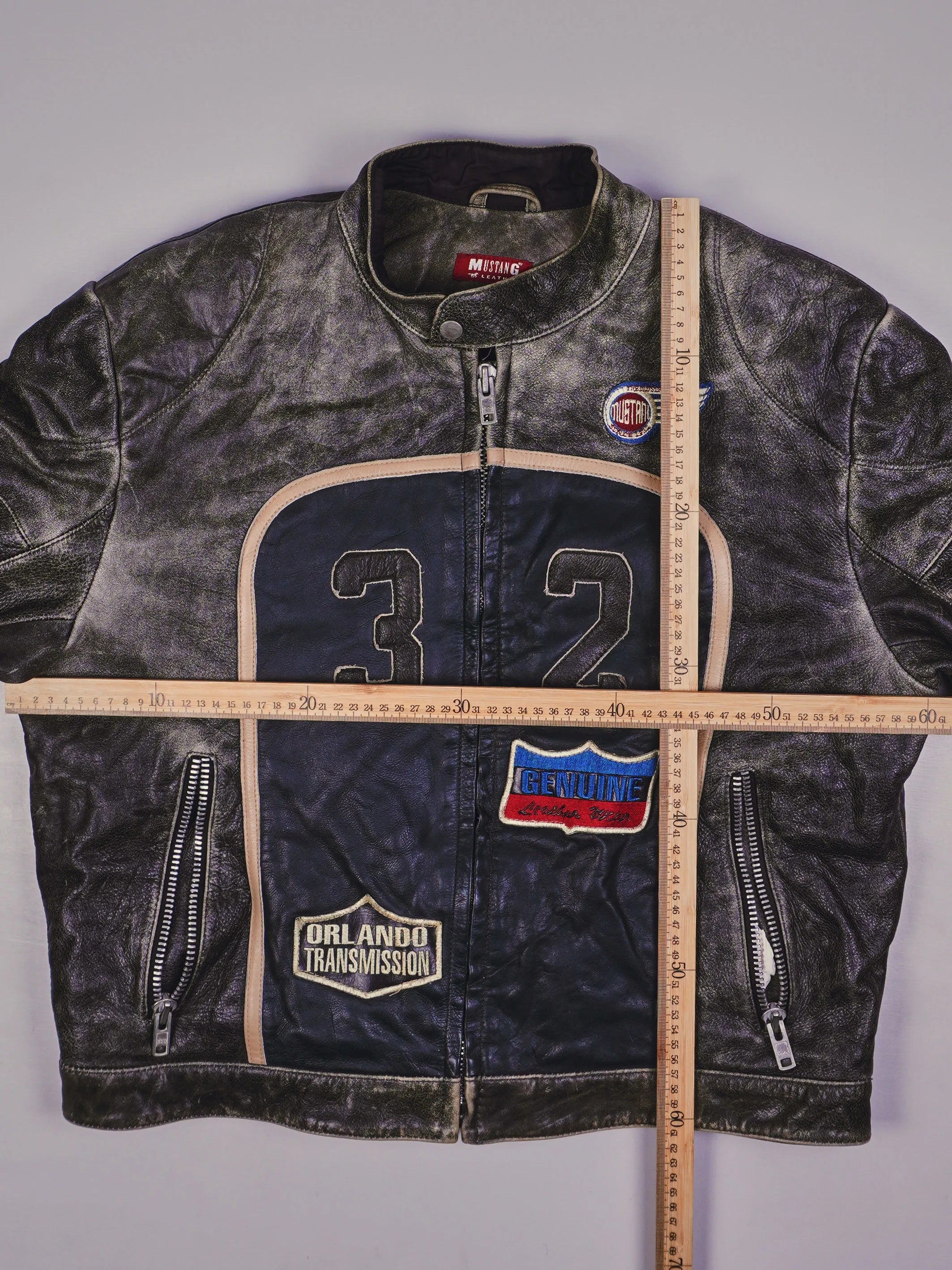 Vintage Mustang Racing Lederjacke (L)