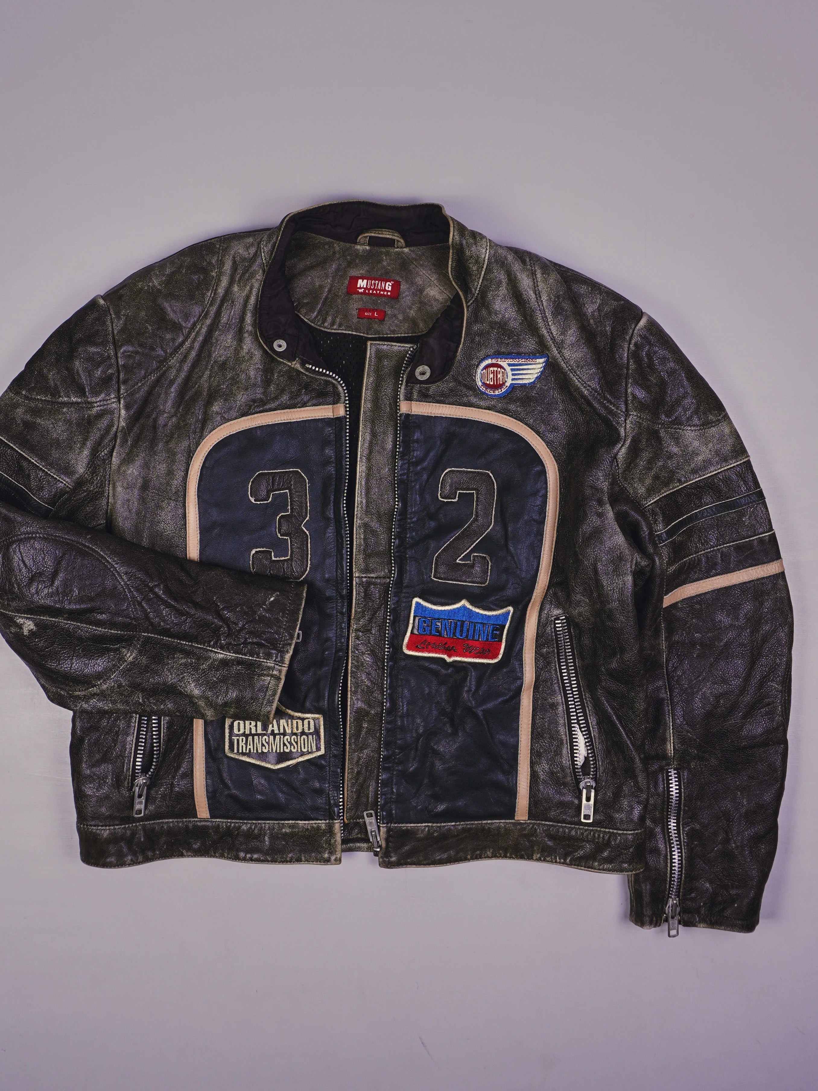 Vintage Mustang Racing Lederjacke (L)