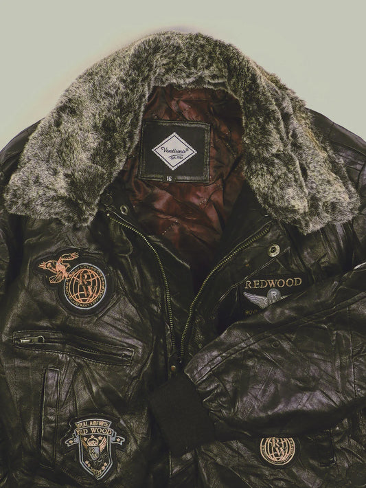 Vintage Red Wood Lederjacke (XS)