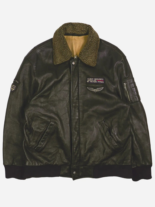 Vintage Army Piloten Lederjacke (L)