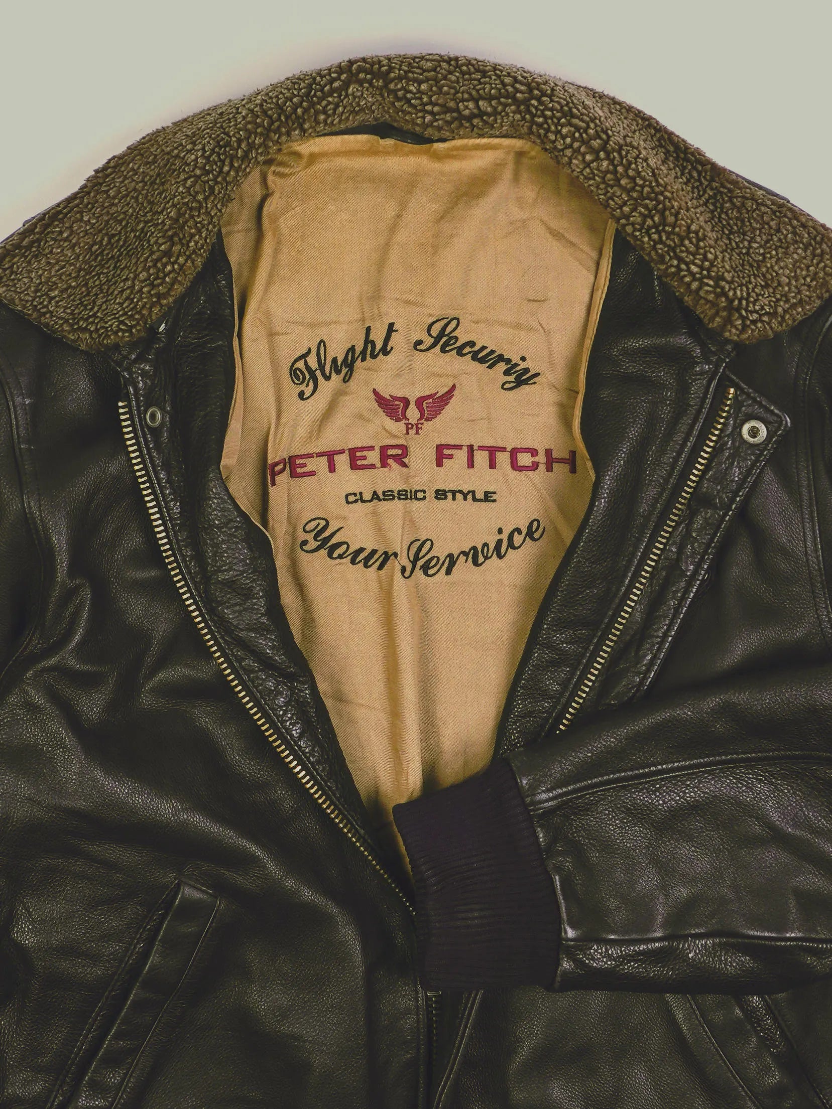 Vintage Army Piloten Lederjacke (L)