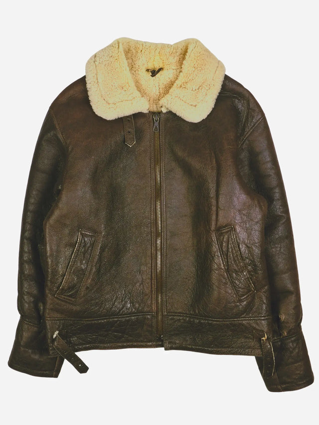 Vintage Piloten Lammfell Lederjacke (L)