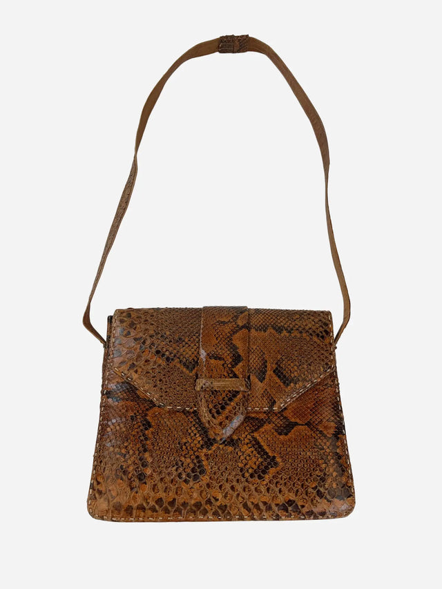 Vintage Schlangenleder Optik 80s 90s Shoulder Tasche Braun