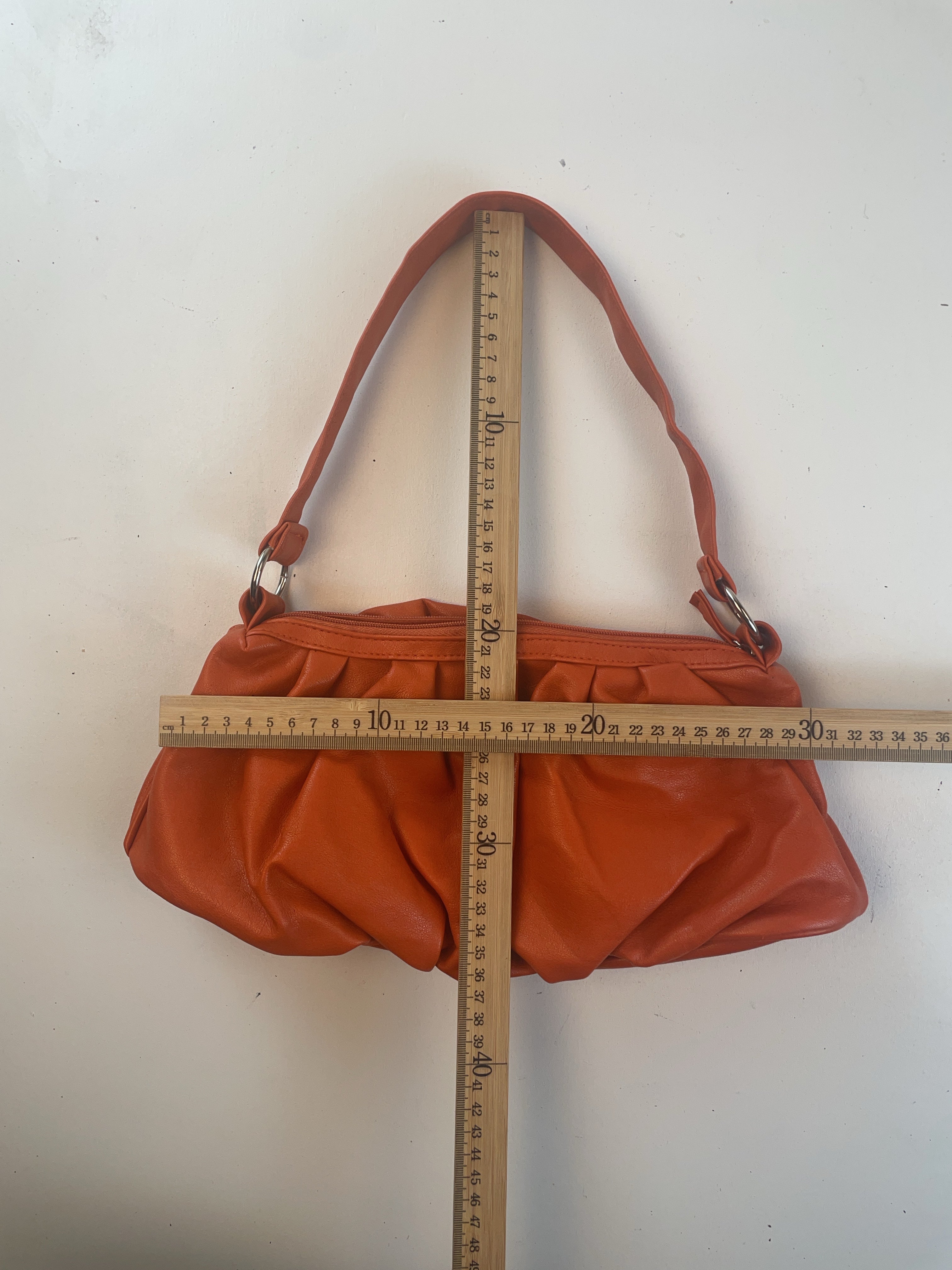 Gerafft Baguette Tasche Orange Y2k