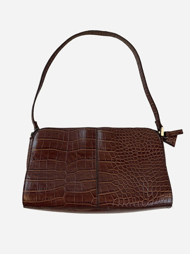 Y2k Baguette Krokooptik Tasche Braun 90s