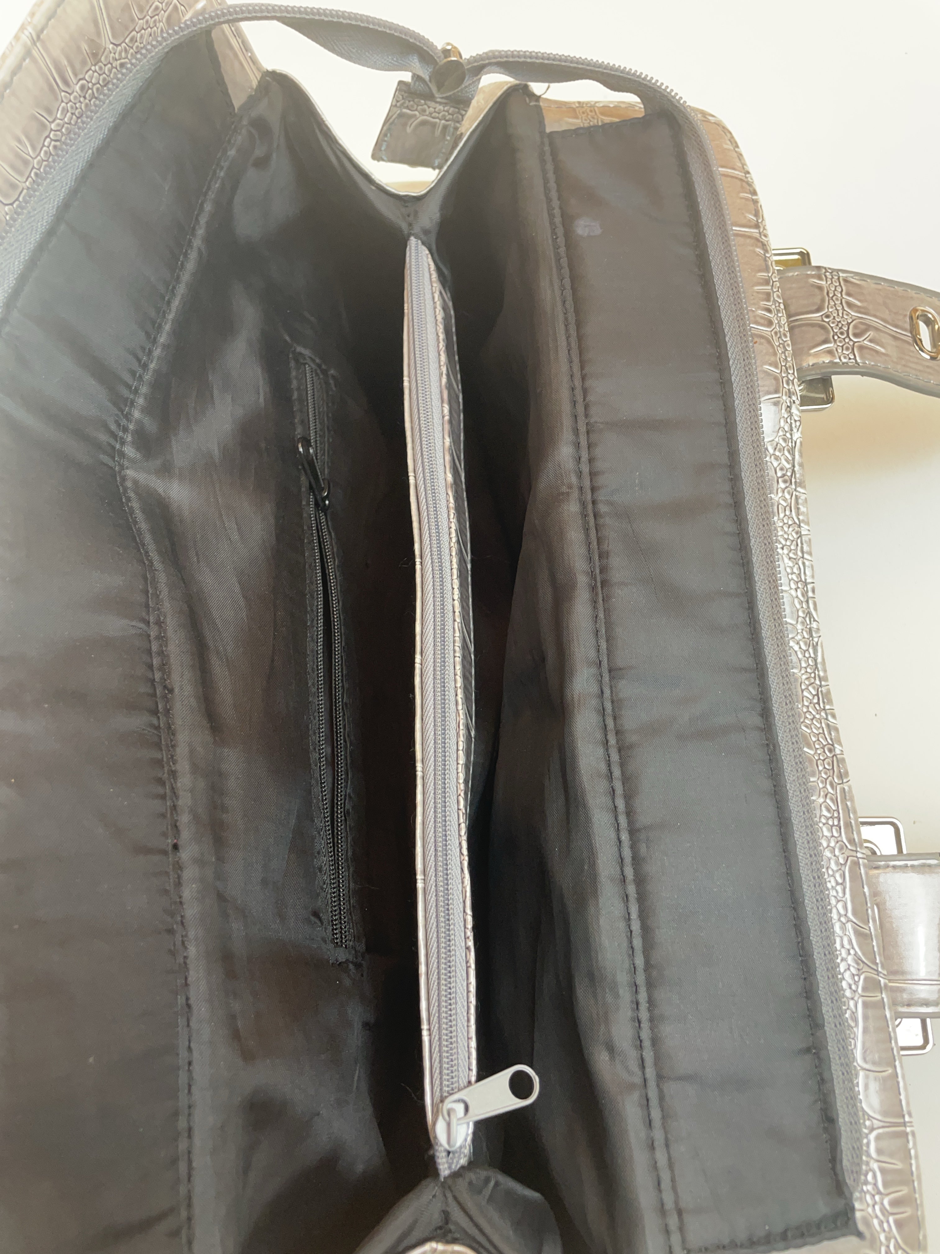 Krokooptik Schulter Tasche Grau Y2k