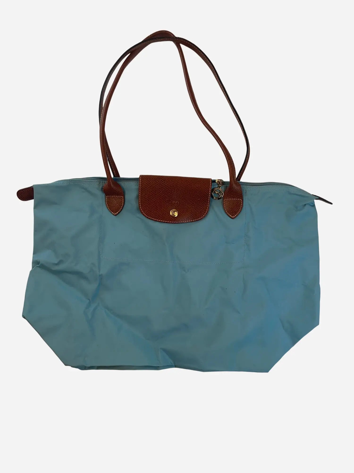 Lederpatch Shopper Tasche Blau Y2k