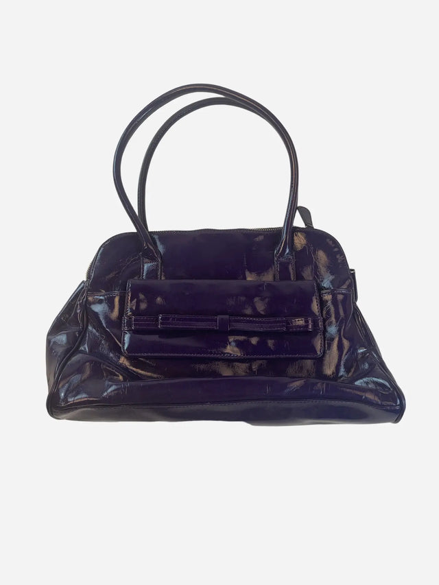 Lackoptik Baguette Tasche Lila Y2k