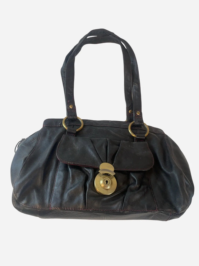 Leder Schulter Tasche Schwarz Y2k