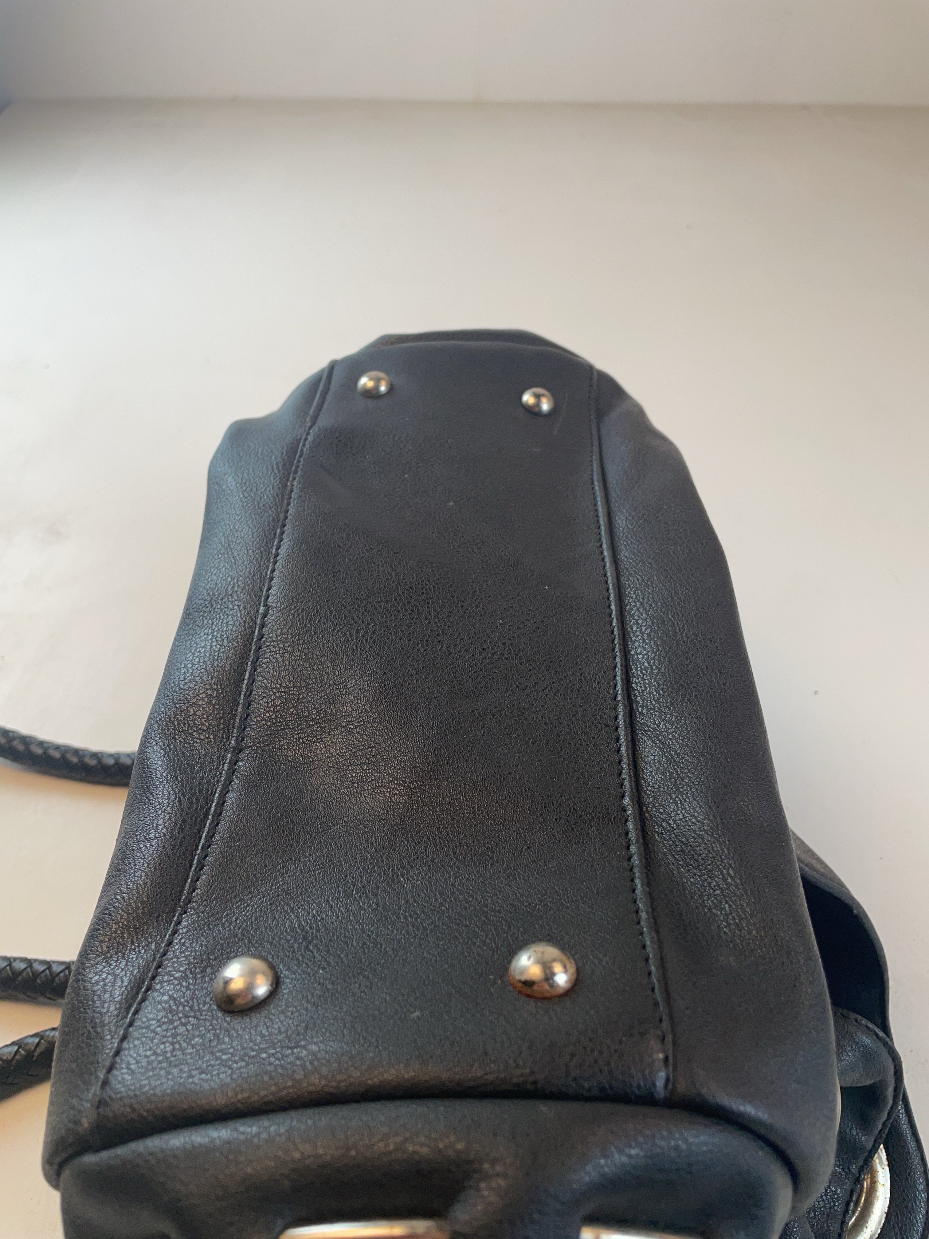 Glattleder Schulter Tasche Schwarz Y2k