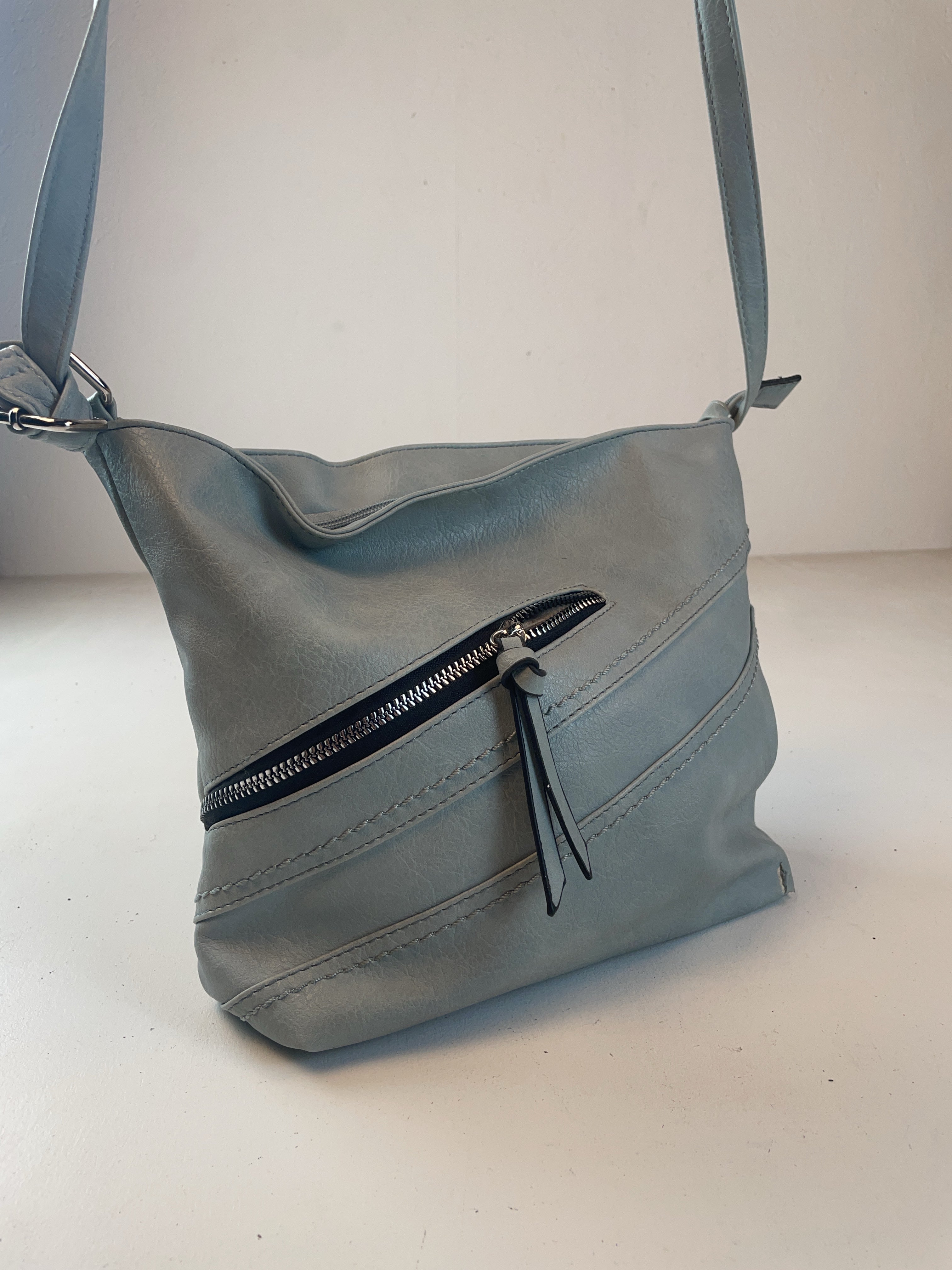 Kunstleder Schulter Tasche Blau Y2k