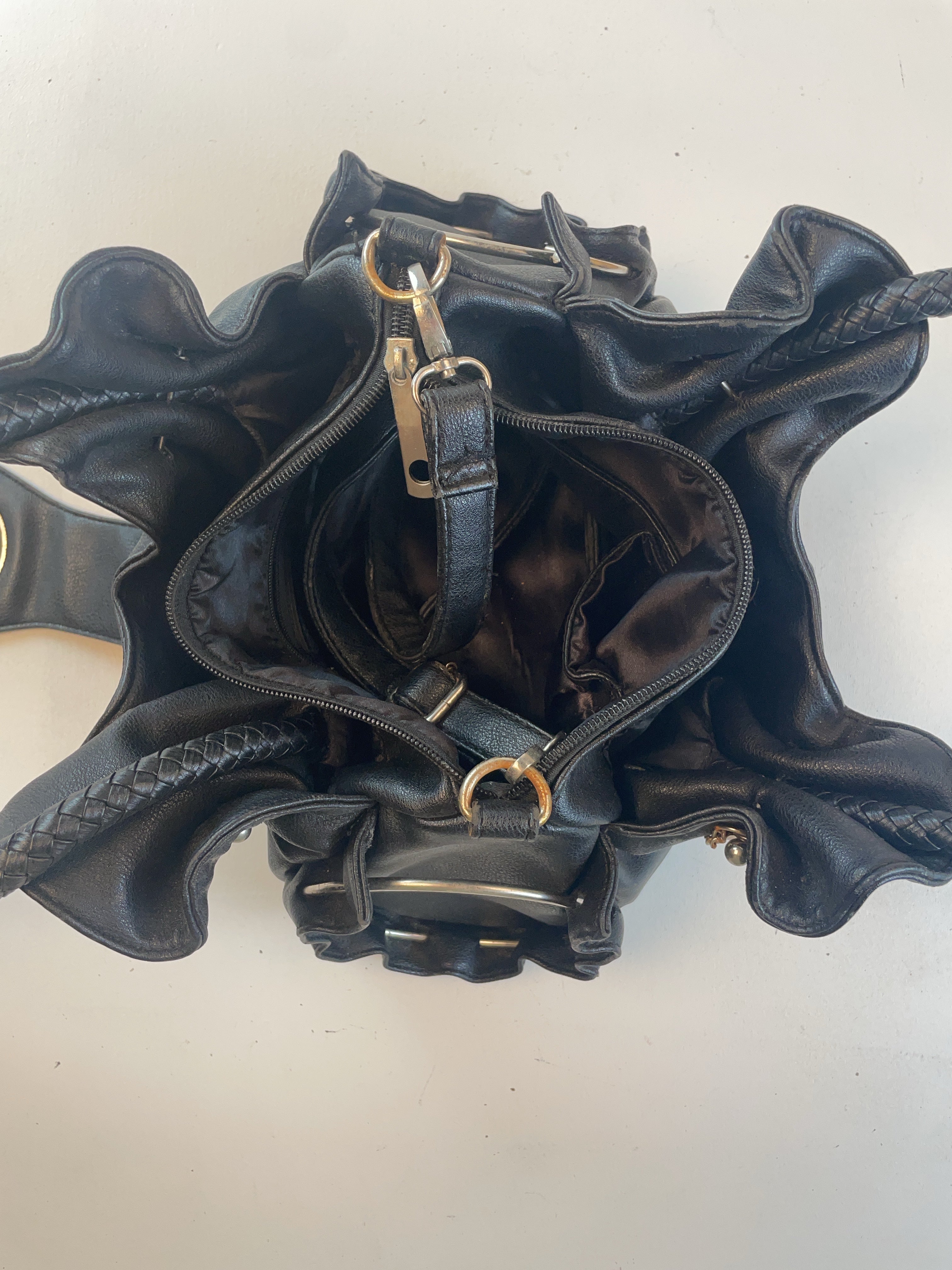 Glattleder Schulter Tasche Schwarz Y2k