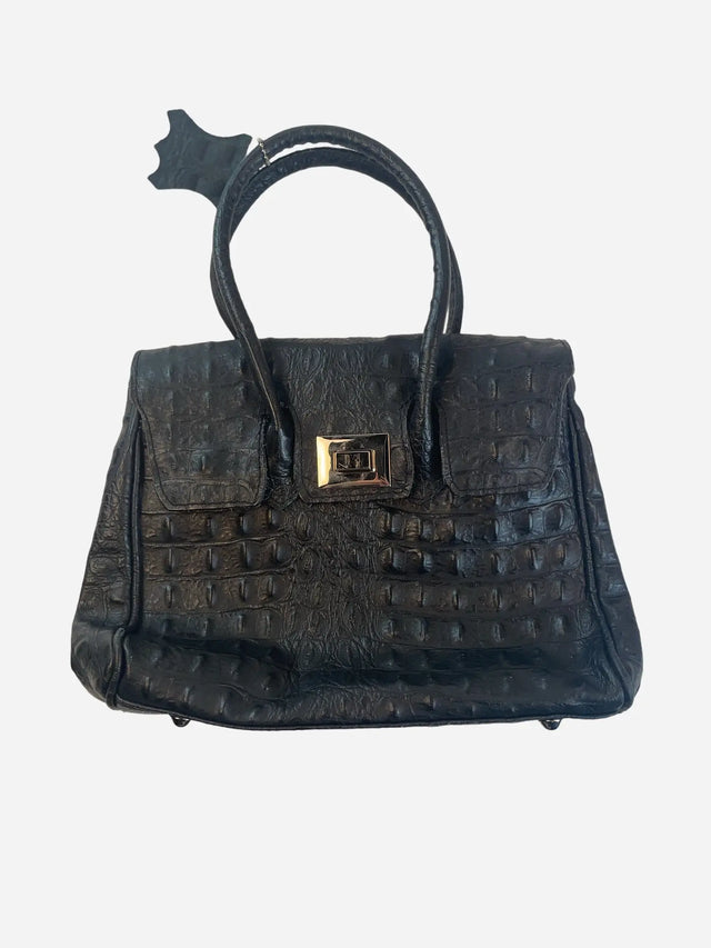 Kroko Handheld Tasche Schwarz Y2k