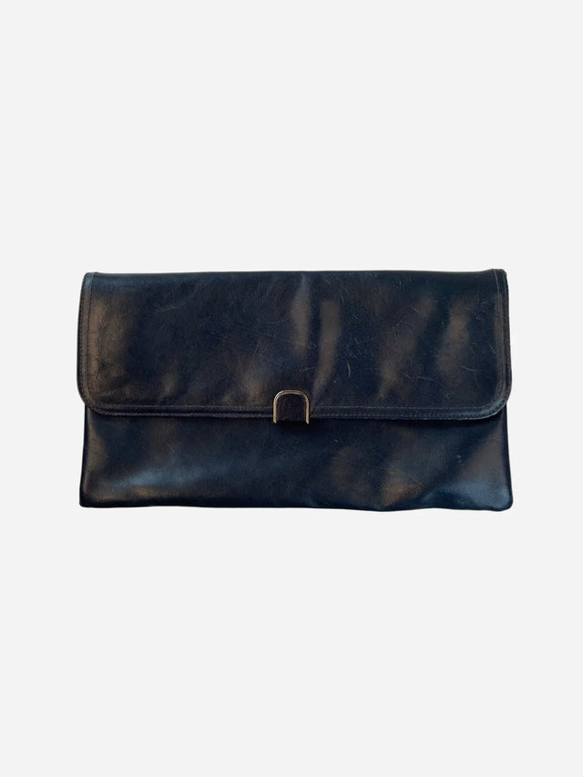 Leder Clutch Tasche Schwarz 80s