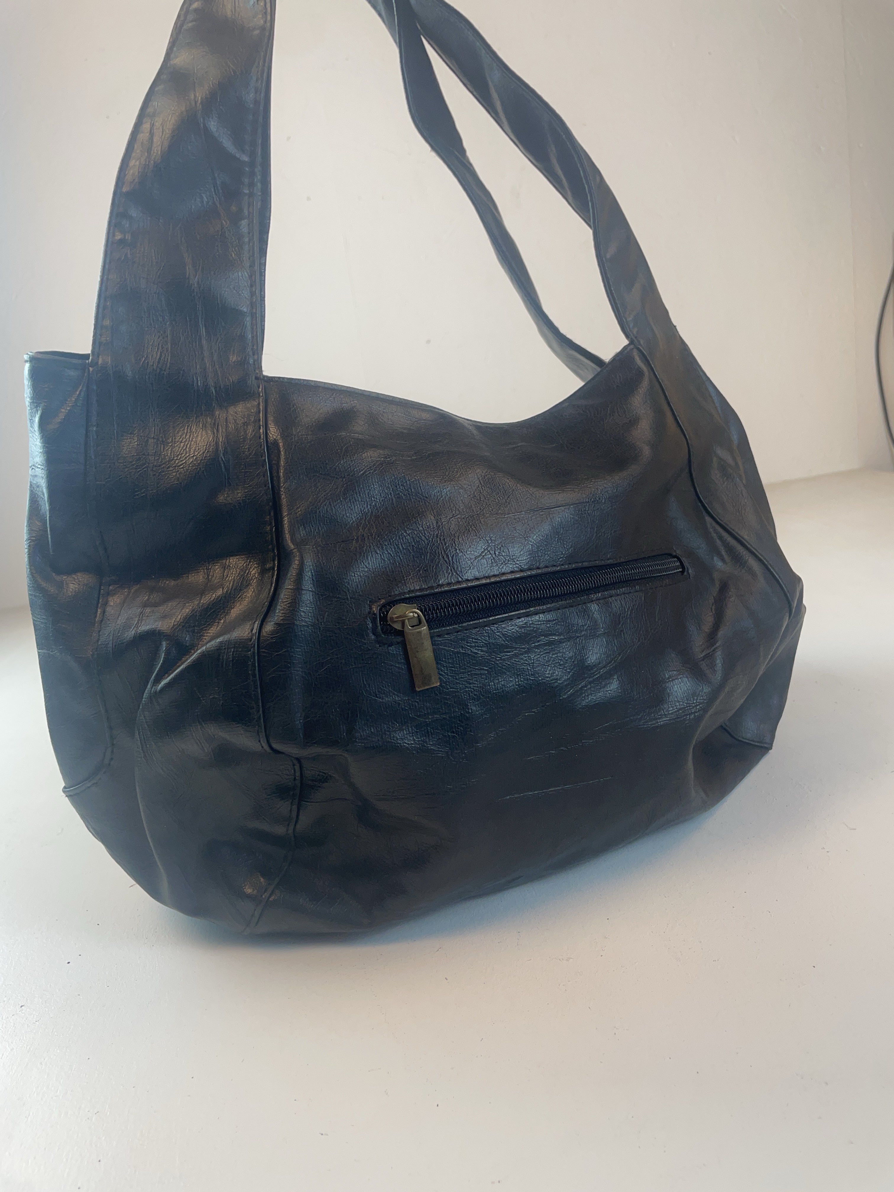 Lederlook Schulter Tasche Schwarz Y2k