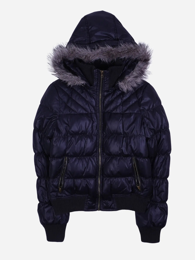 Vintage Puffer Fellkragen Winterjacke (S)