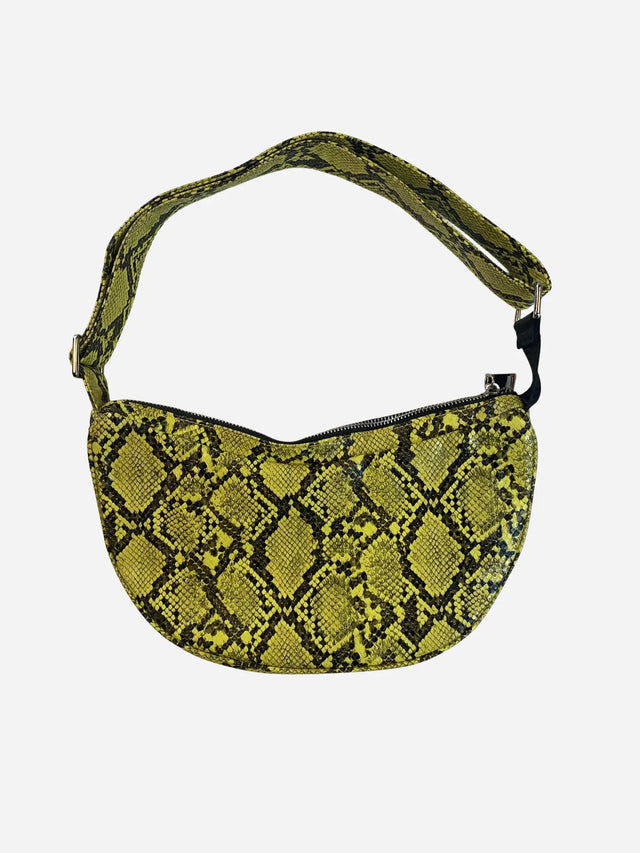 Schlangenmuster Baguette Tasche Gelb Y2k
