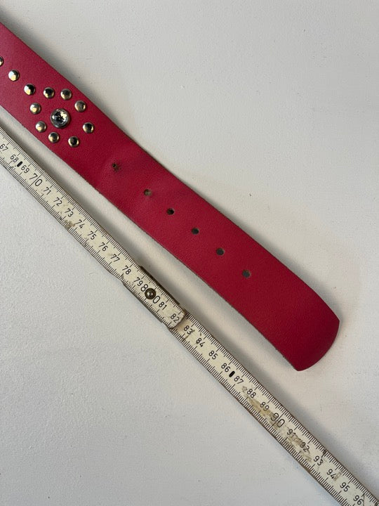 Y2K Pinker Strass Kunstleder Gürtel