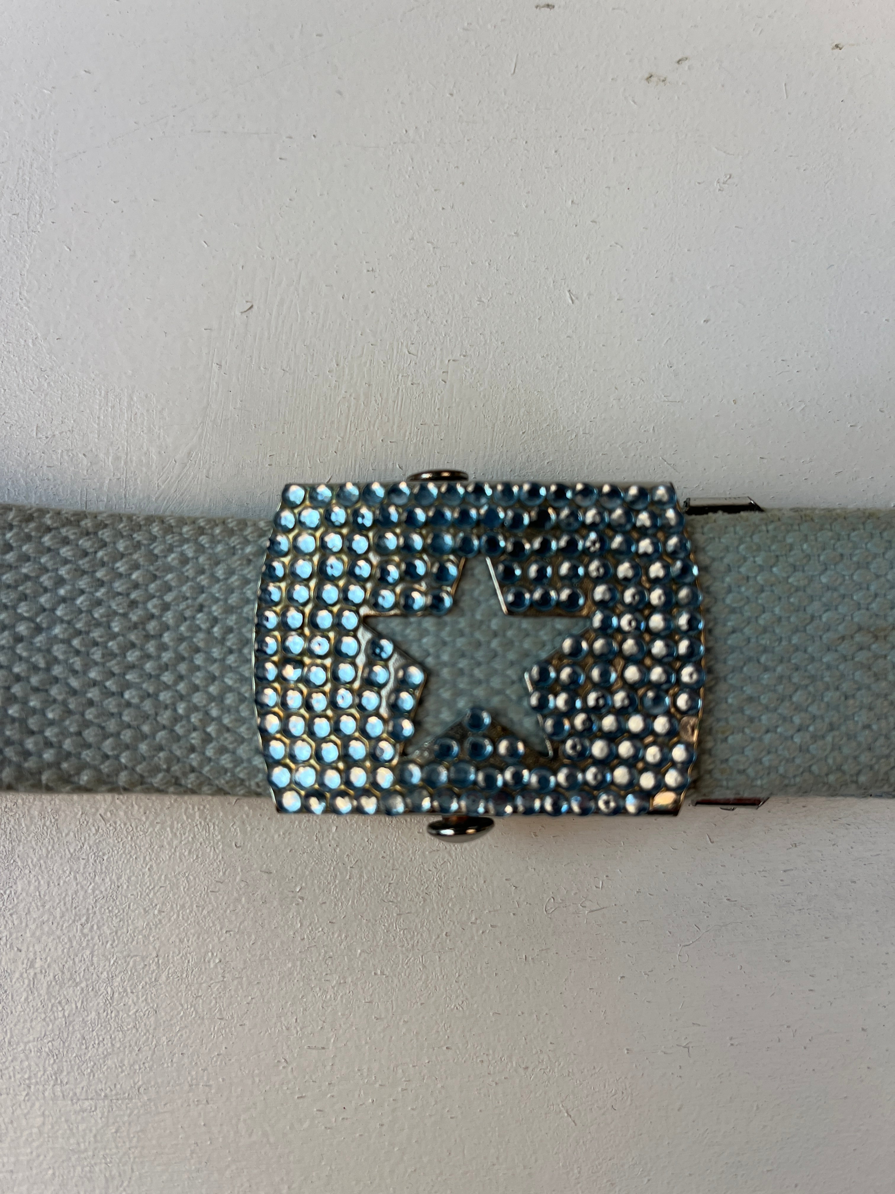 Vintage Y2K Strass Stern Gürtel Blau