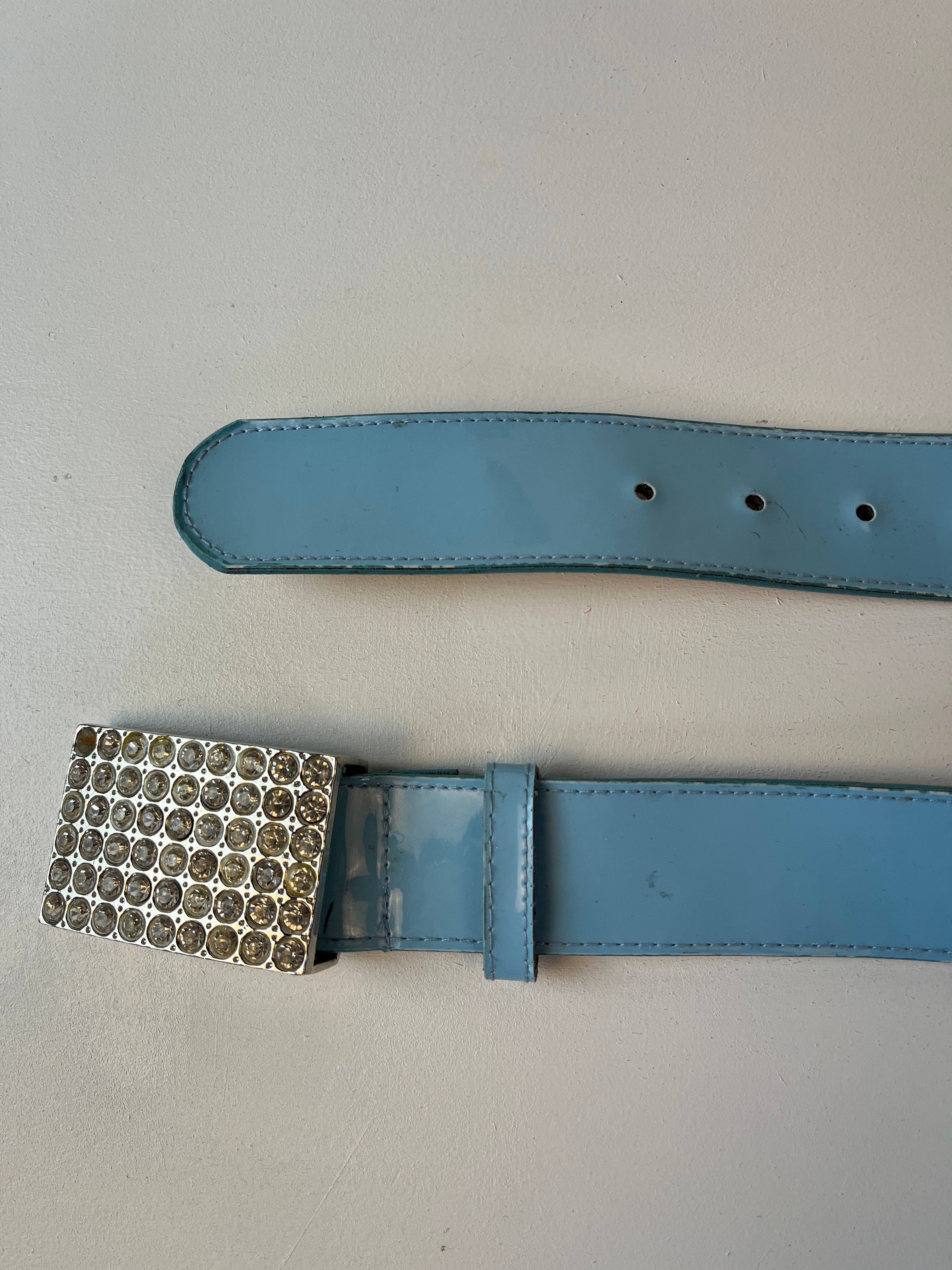 Vintage Y2K Strass Gürtel Blau