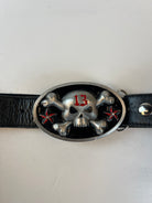 Vintage Totenkopf Leder Gürtel Schwarz