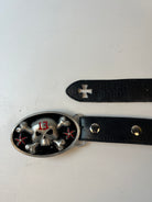 Vintage Totenkopf Leder Gürtel Schwarz