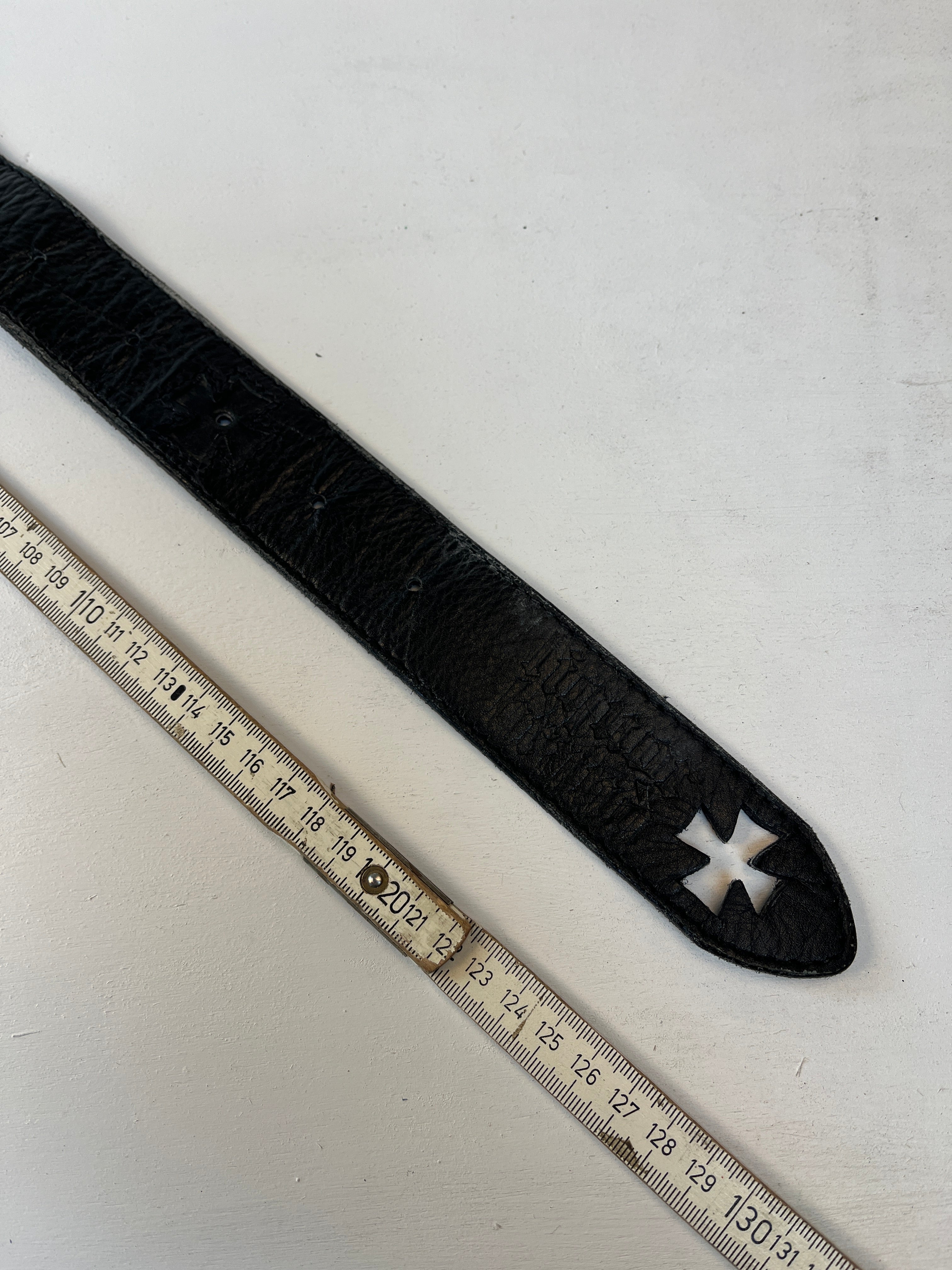 Vintage Totenkopf Leder Gürtel Schwarz