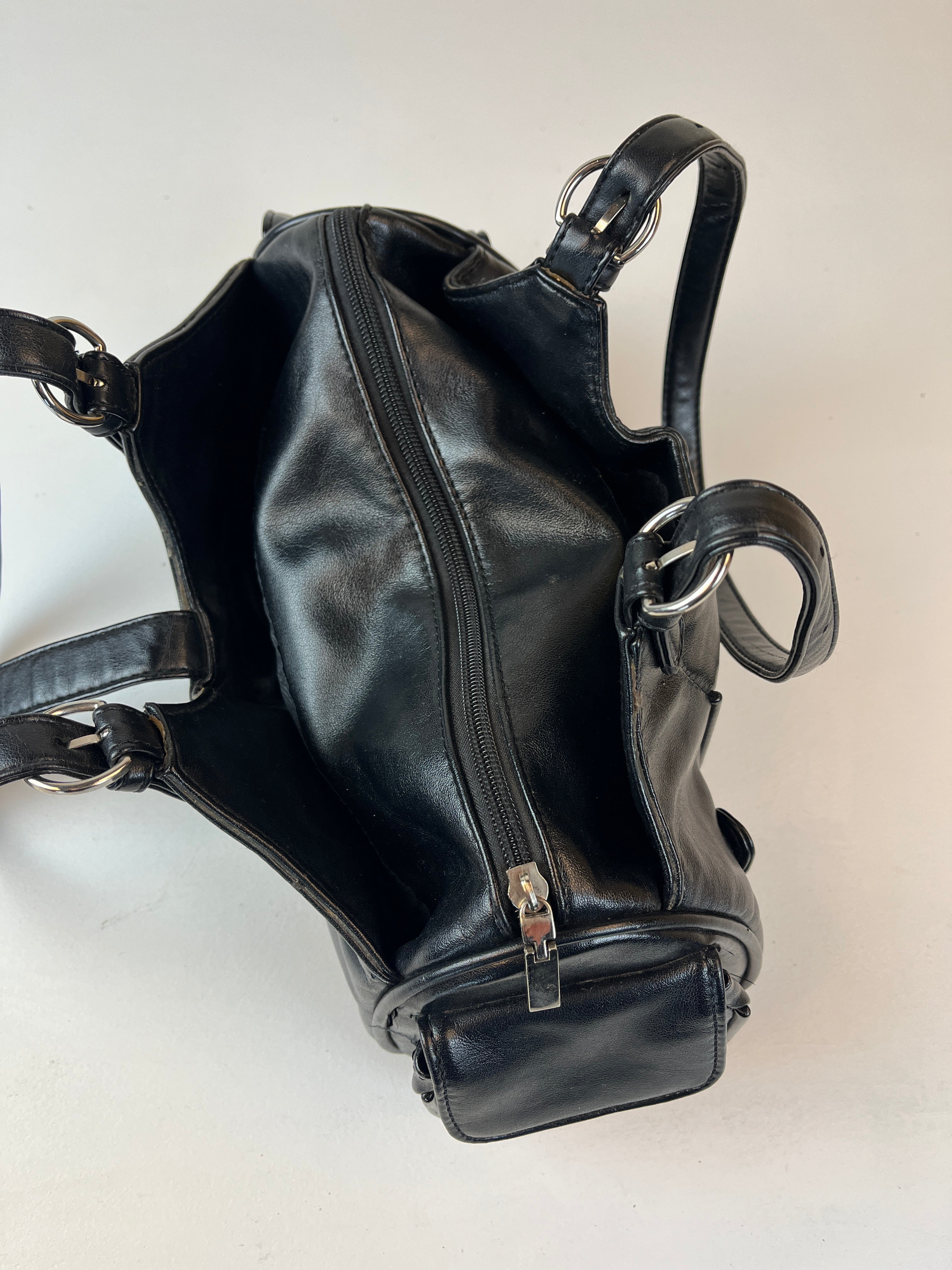 Vintage Leder Tasche Schwarz